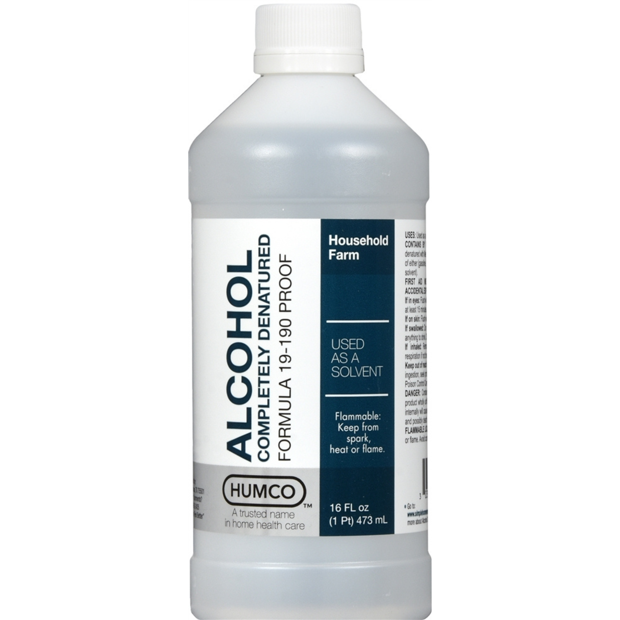 Humco, Completely Denatured Alcohol, Versatile Cleaning and Disinfecting Solution, 16 Fl. Oz.