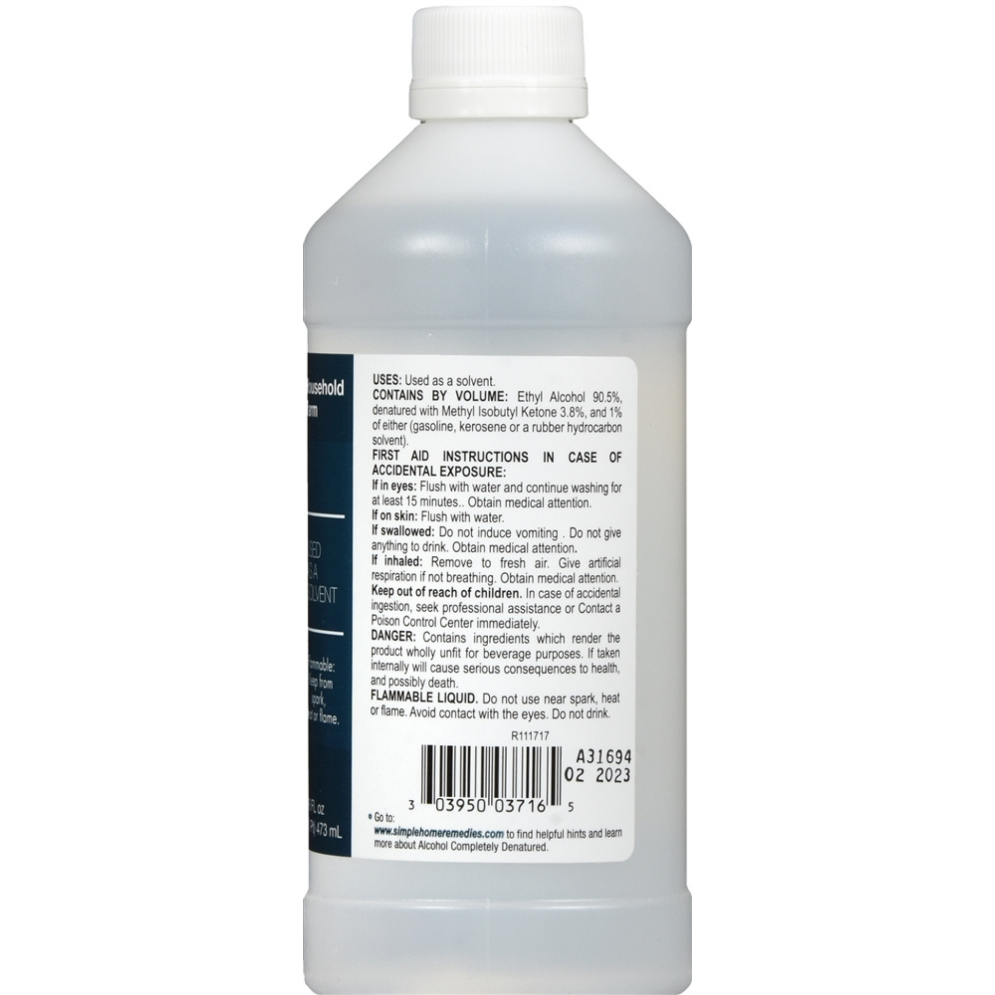 Humco, Completely Denatured Alcohol, Versatile Cleaning and Disinfecting Solution, 16 Fl. Oz.