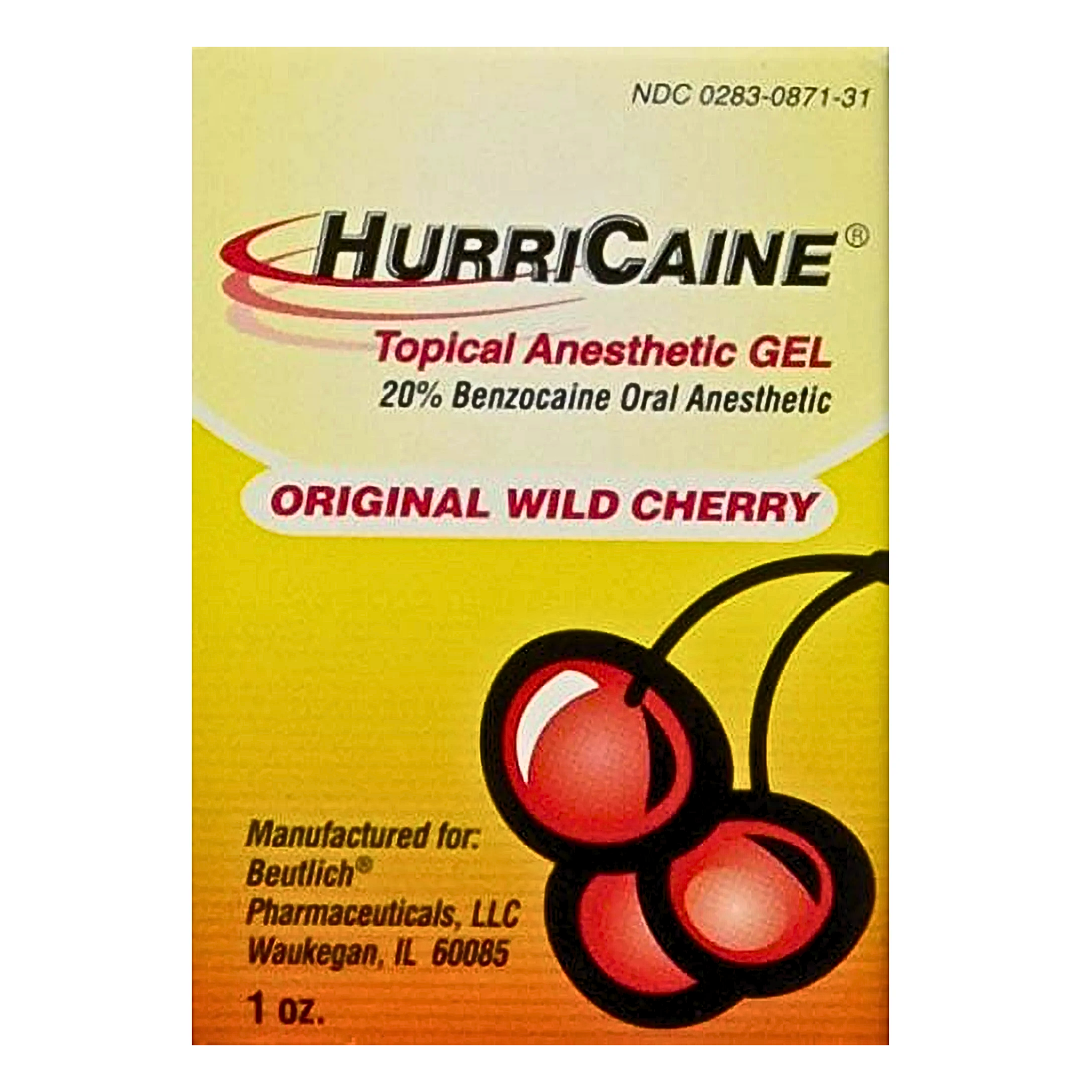 HURRICAINE, Topical Oral Anesthetic Gel, Wild Cherry Flavor for Fast Pain Relief, 1 oz