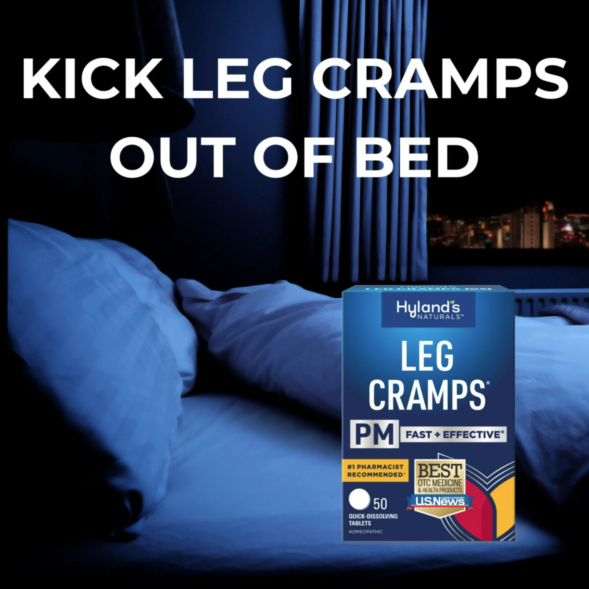 Hyland's Leg Cramps PM, Relief of Nighttime Leg, Calf, and Foot Cramps, 50 quick-dissolving tablets