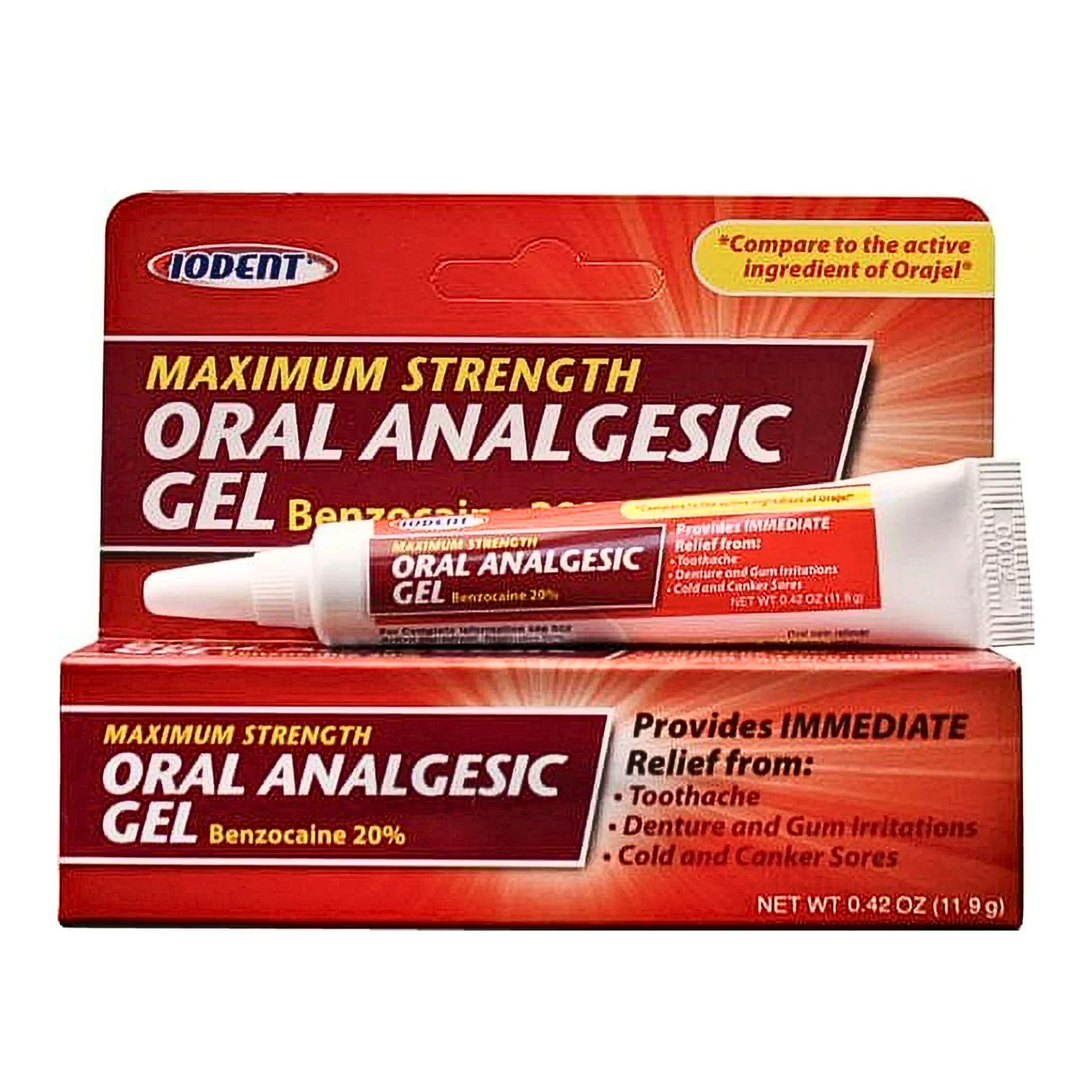 Iodent, Max Strength Oral Pain Relieving Gel for Fast Relief from Tooth and Gum Pain, 0.42 oz