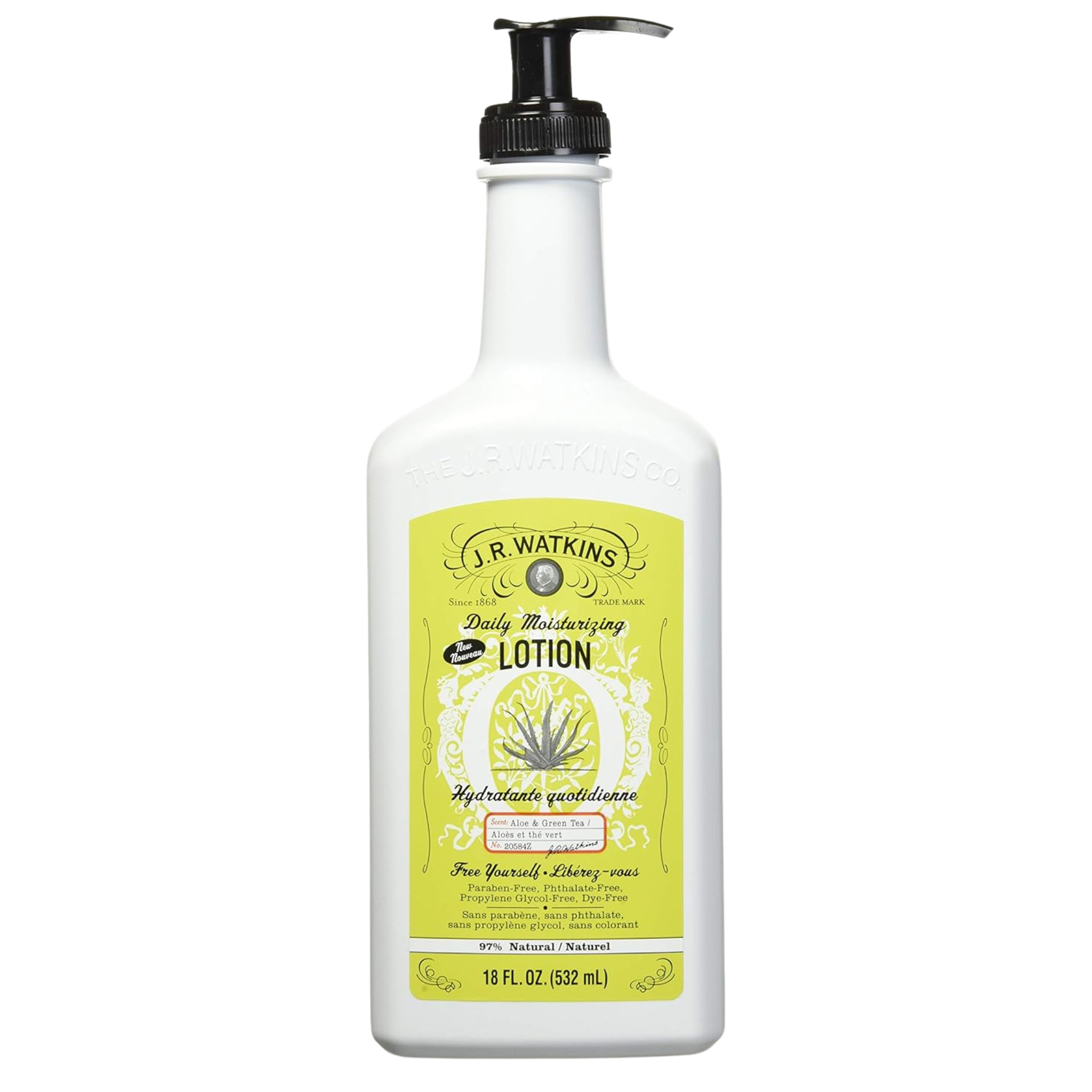 J.R. Watkins, Daily Moisturizing Lotion, Aloe & Green Tea, 18 oz Pump