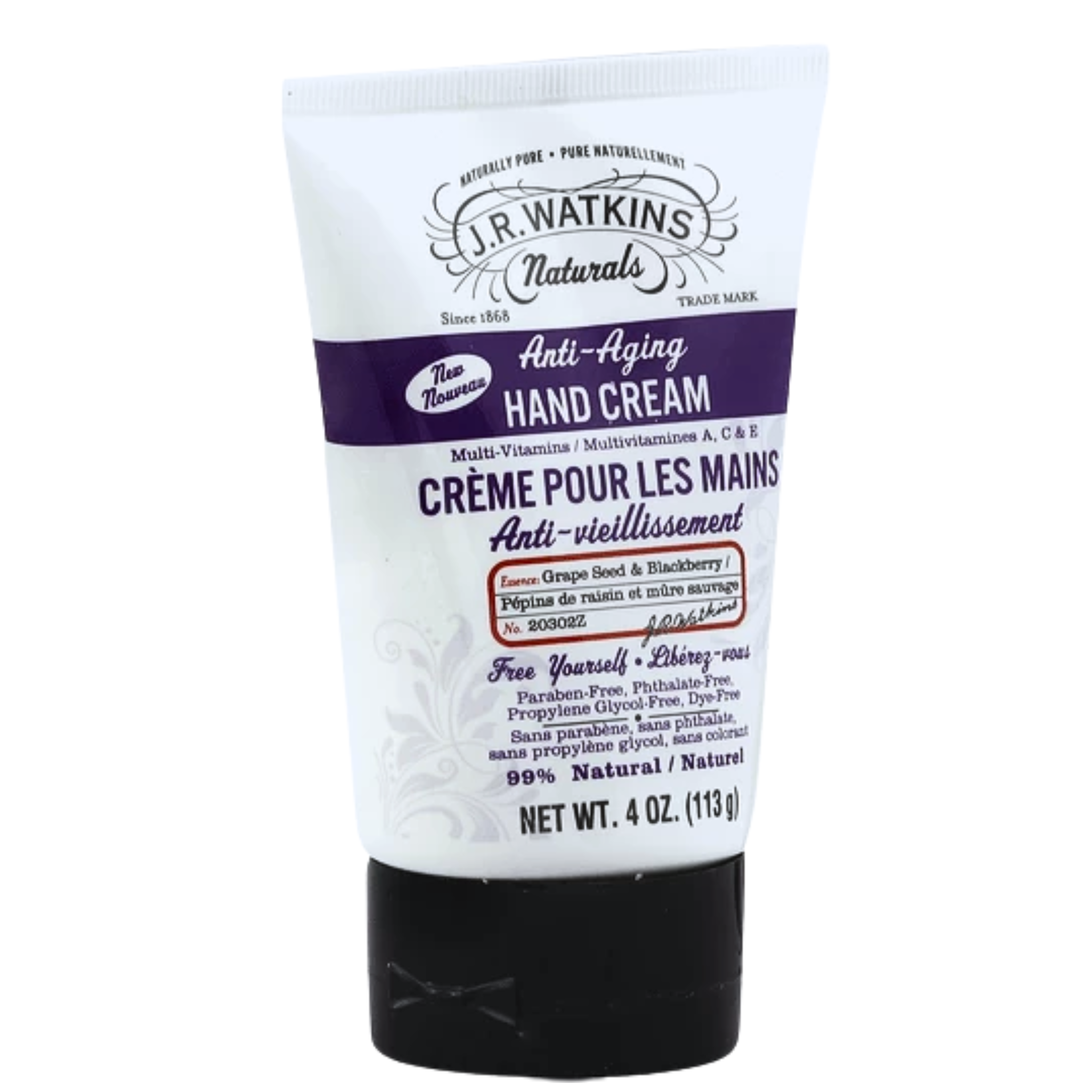 J.R. Watkins, Natural Anti-Aging Hand Cream, Grape Seed & Blackberry, 4 oz