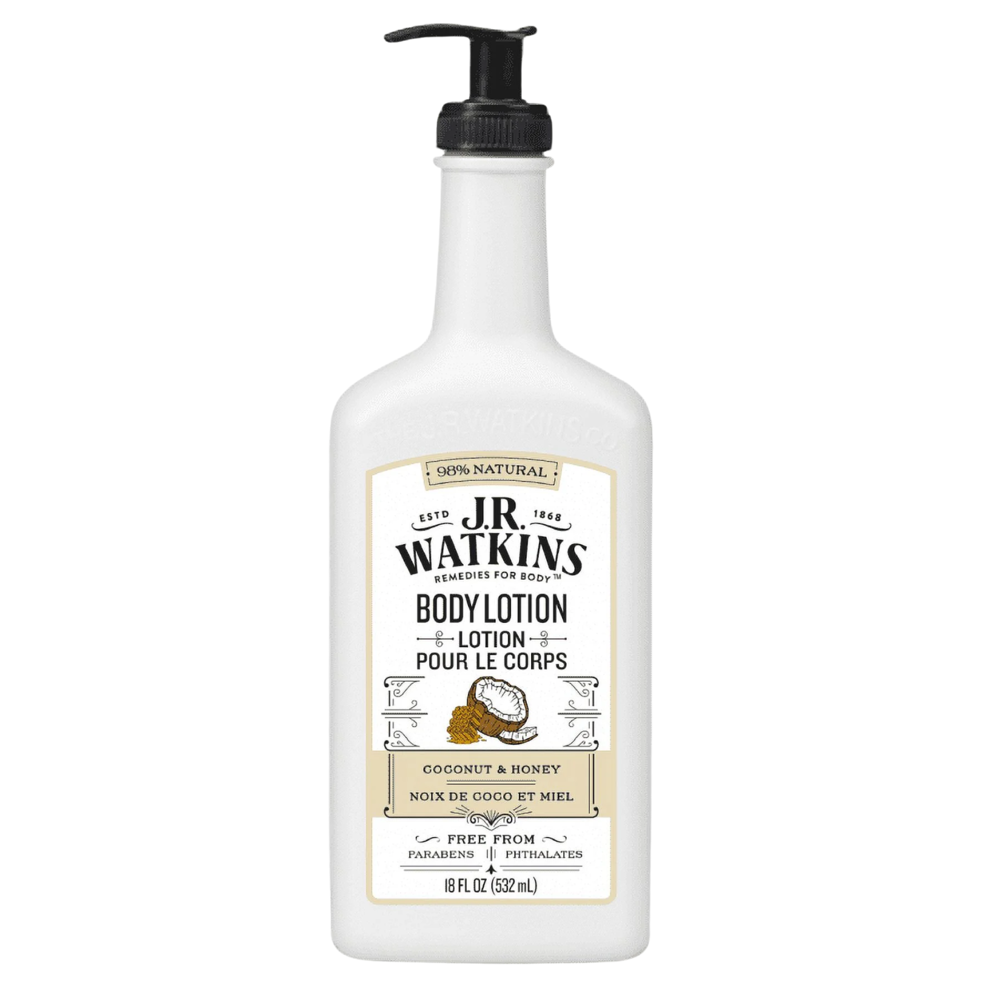 J.R. Watkins, Natural Daily Moisturizing Hand and Body Lotion, Coconut Milk & Honey, 18 oz