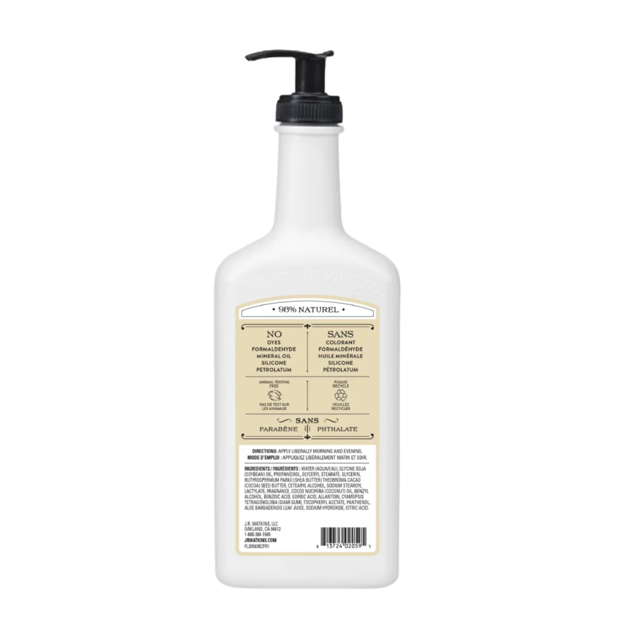 J.R. Watkins, Natural Daily Moisturizing Hand and Body Lotion, Coconut Milk & Honey, 18 oz