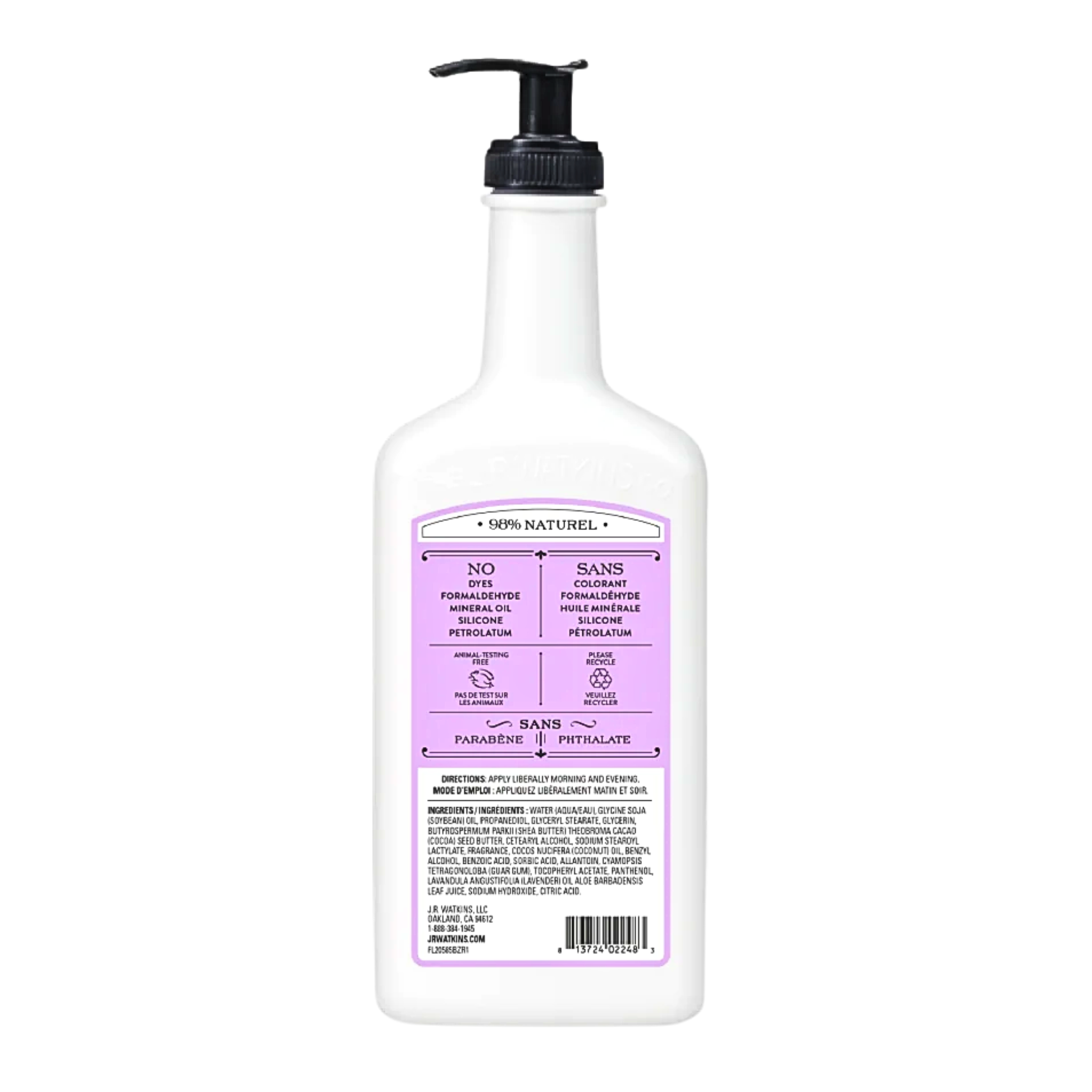 J.R. Watkins, Natural Daily Moisturizing Hand and Body Lotion, Lavender, 18 oz Pump