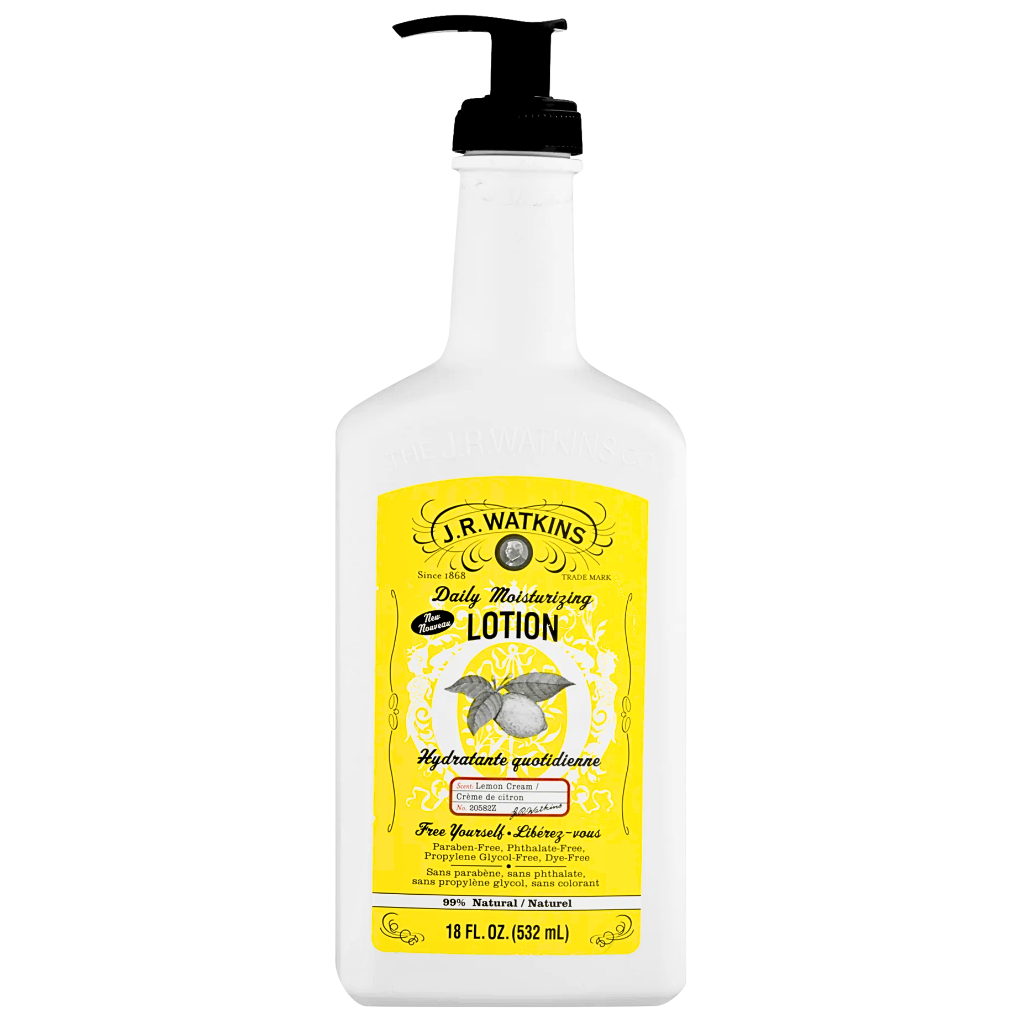 J.R. Watkins, Daily Moisturizing Lotion, Lemon Cream, 18 oz Pump