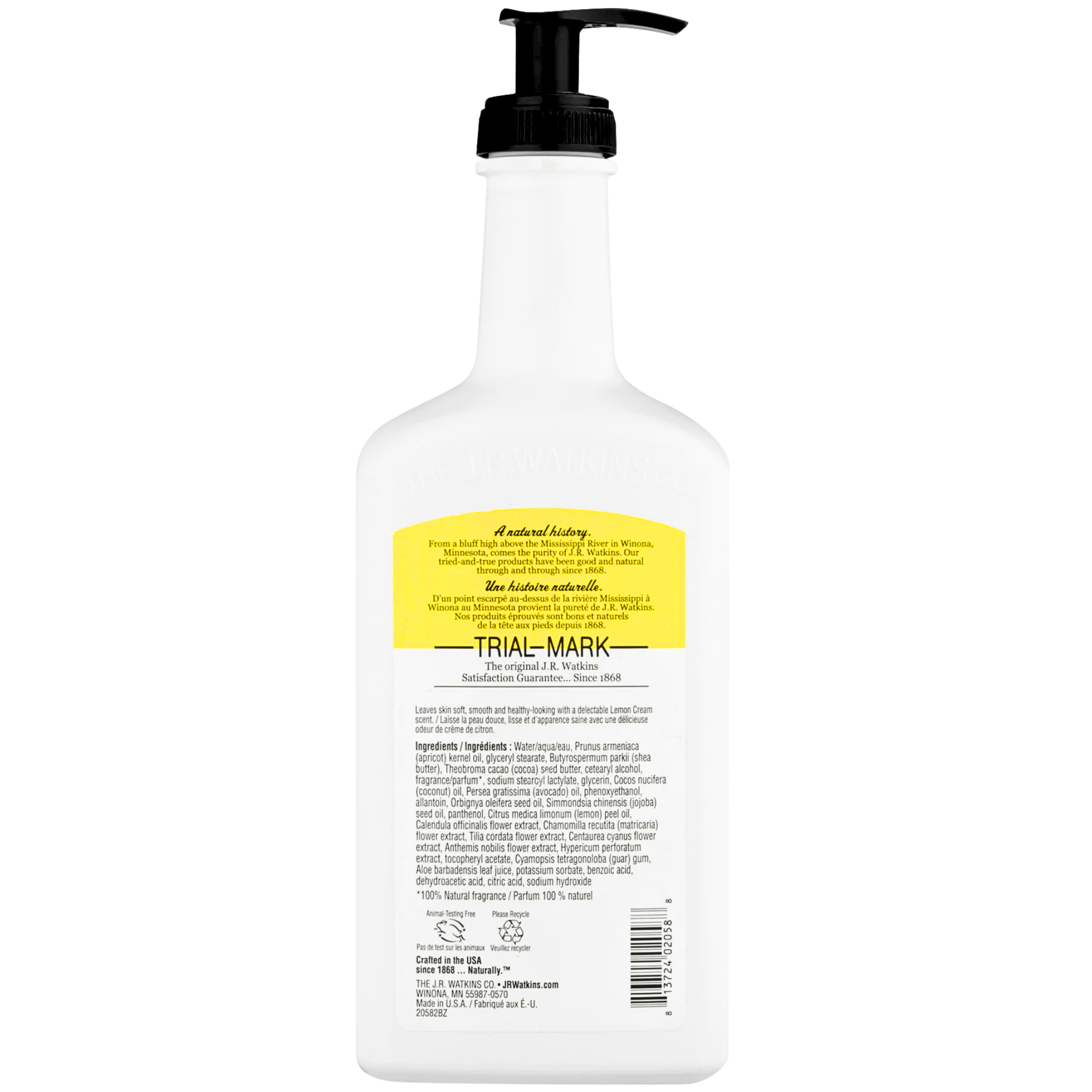 J.R. Watkins, Daily Moisturizing Lotion, Lemon Cream, 18 oz Pump