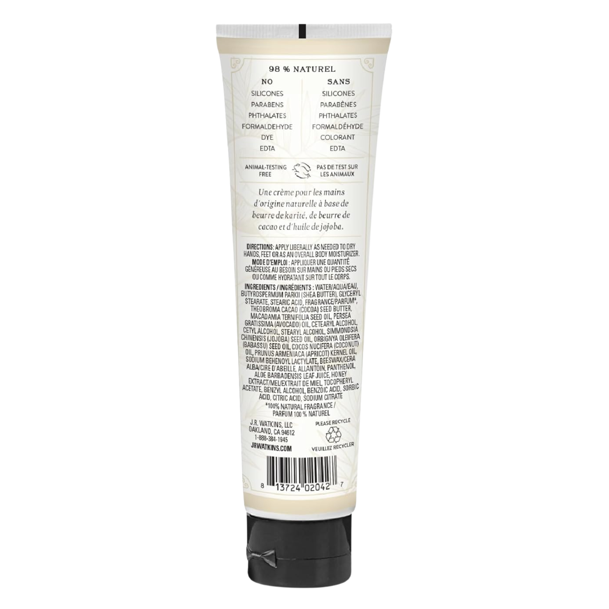 J.R. Watkins, Hand Cream, Coconut & Honey, 3.3 oz