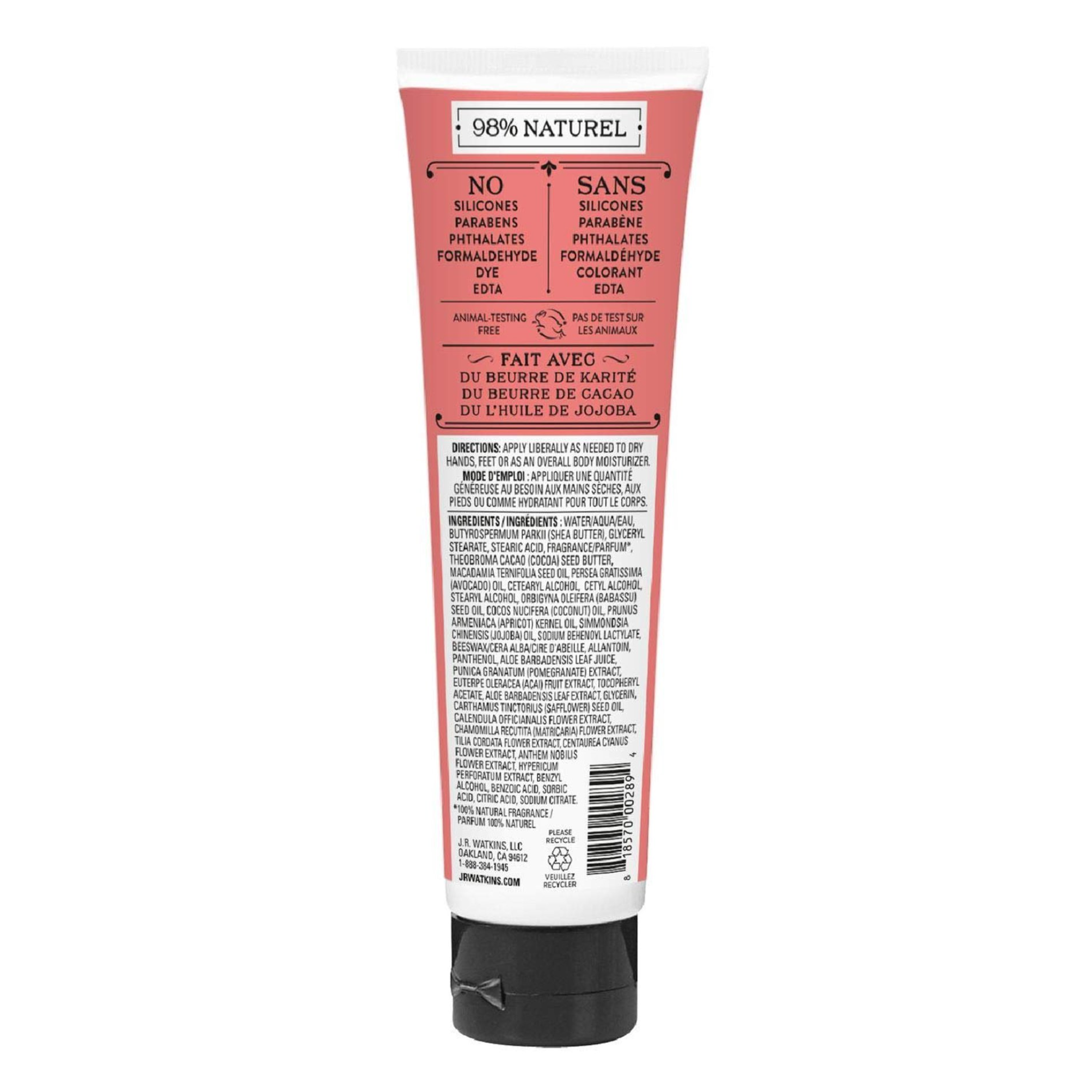 J.R. Watkins, Natural Hand Cream, Pomegranate & Acai, 3.3 oz