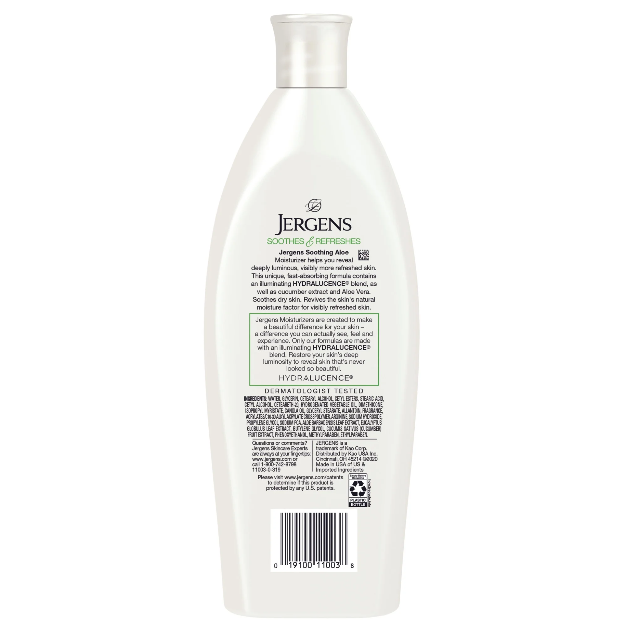 Jergens, Soothing Aloe Hand & Body Lotion, Refreshing Moisture with Aloe Vera & Cucumber Extract, 10 oz Bottle