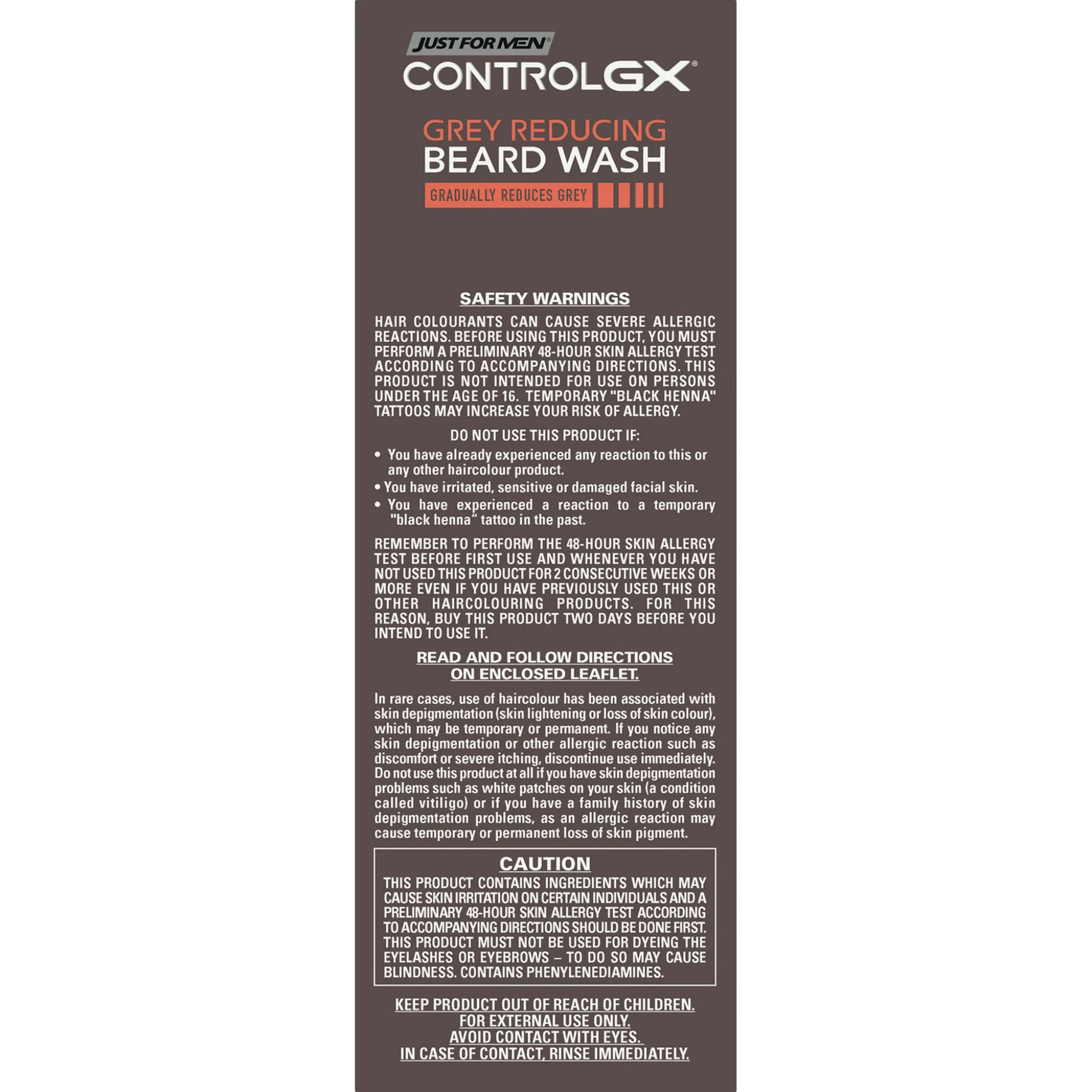 Just For Men, Control GX Gradual Grey Reducing Beard Hair Wash, 4 oz