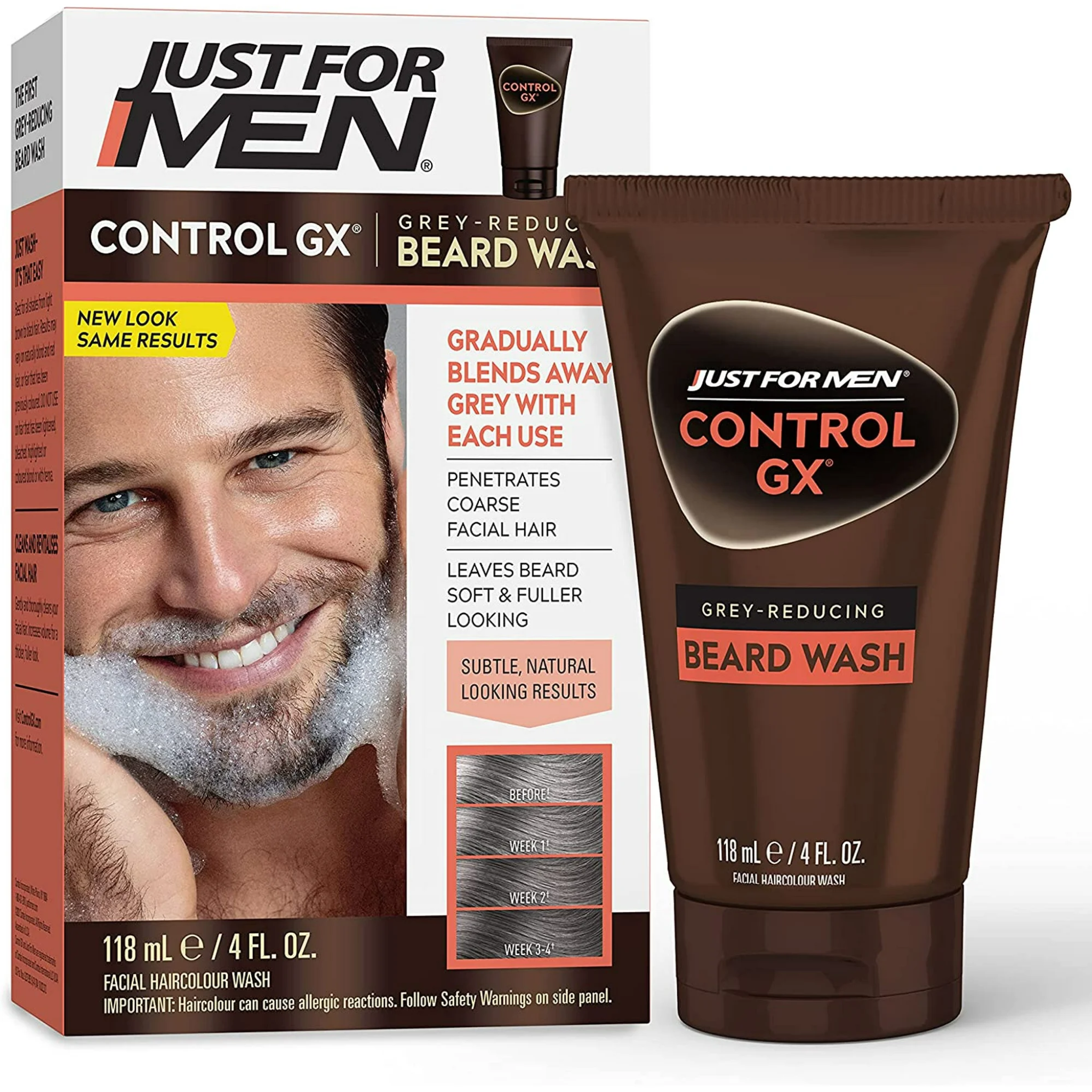 Just For Men, Control GX Gradual Grey Reducing Beard Hair Wash, 4 oz