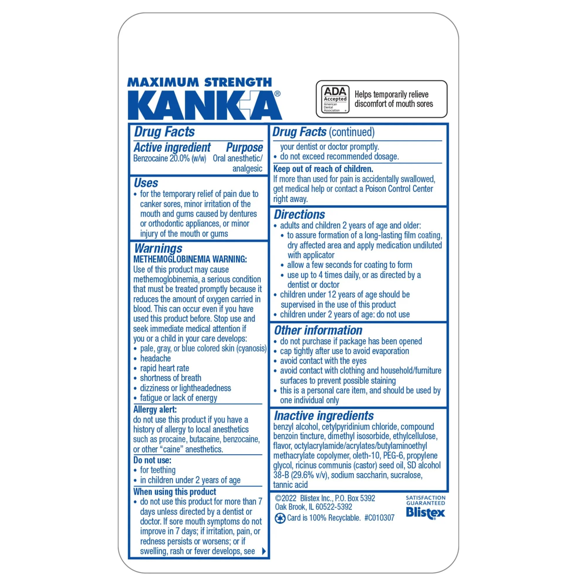 Kank-A, Oral Pain Relief Liquid, Fast-Acting Formula for Mouth Sores and Gum Pain, 0.33 oz, 1 Count