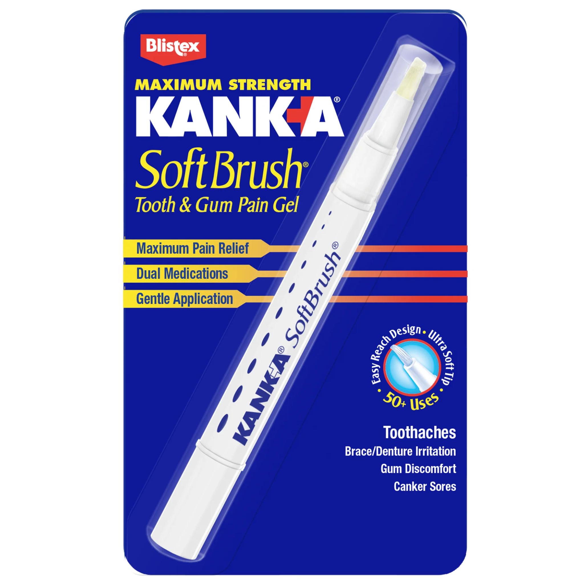 Kank-A, SoftBrush Oral Pain Relief Gel, Precise Applicator for Mouth Sores and Gum Pain, 0.07 oz, 1 Count