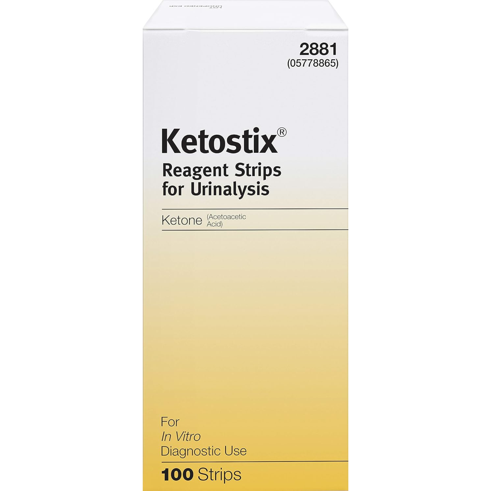 Ketostix Reagent Strips for Urinalysis, Measure Ketone Levels, 100-Count Box