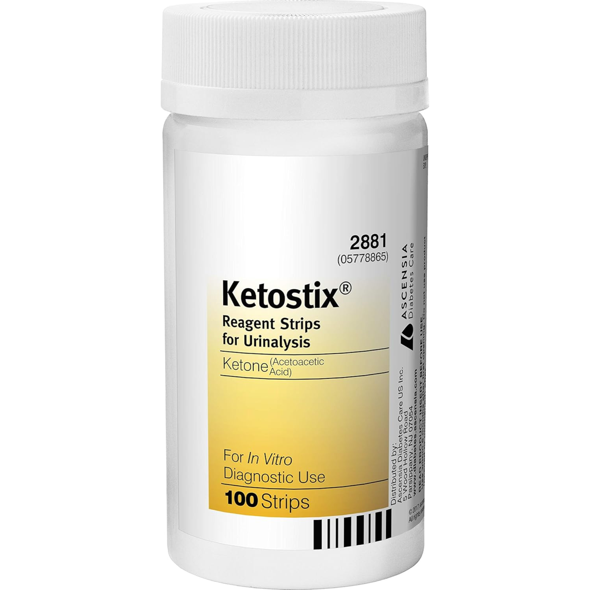 Ketostix Reagent Strips for Urinalysis, Measure Ketone Levels, 100-Count Box