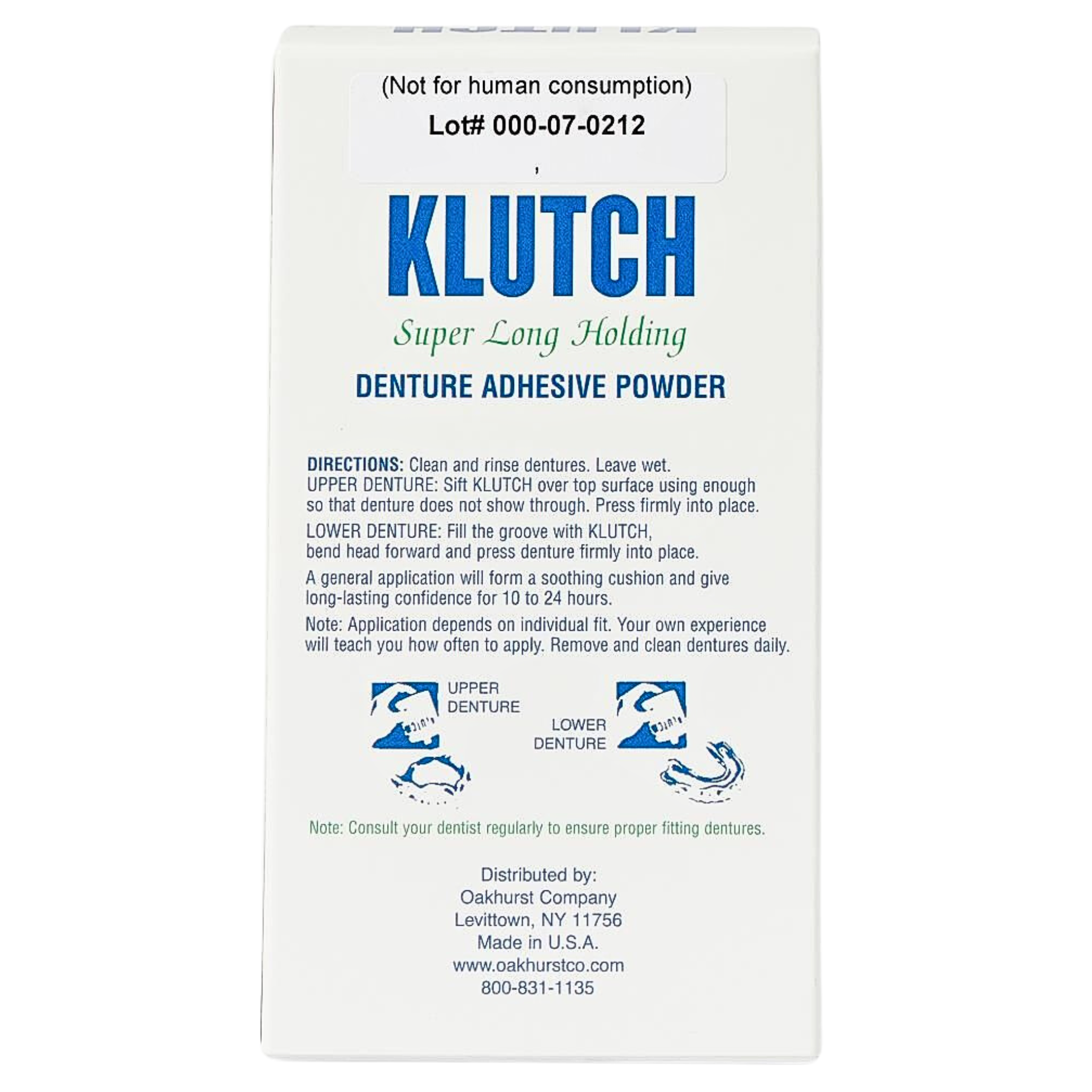 Klutch, Denture Adhesive Powder, Super Hold for Long-Lasting Security, 1.75 oz