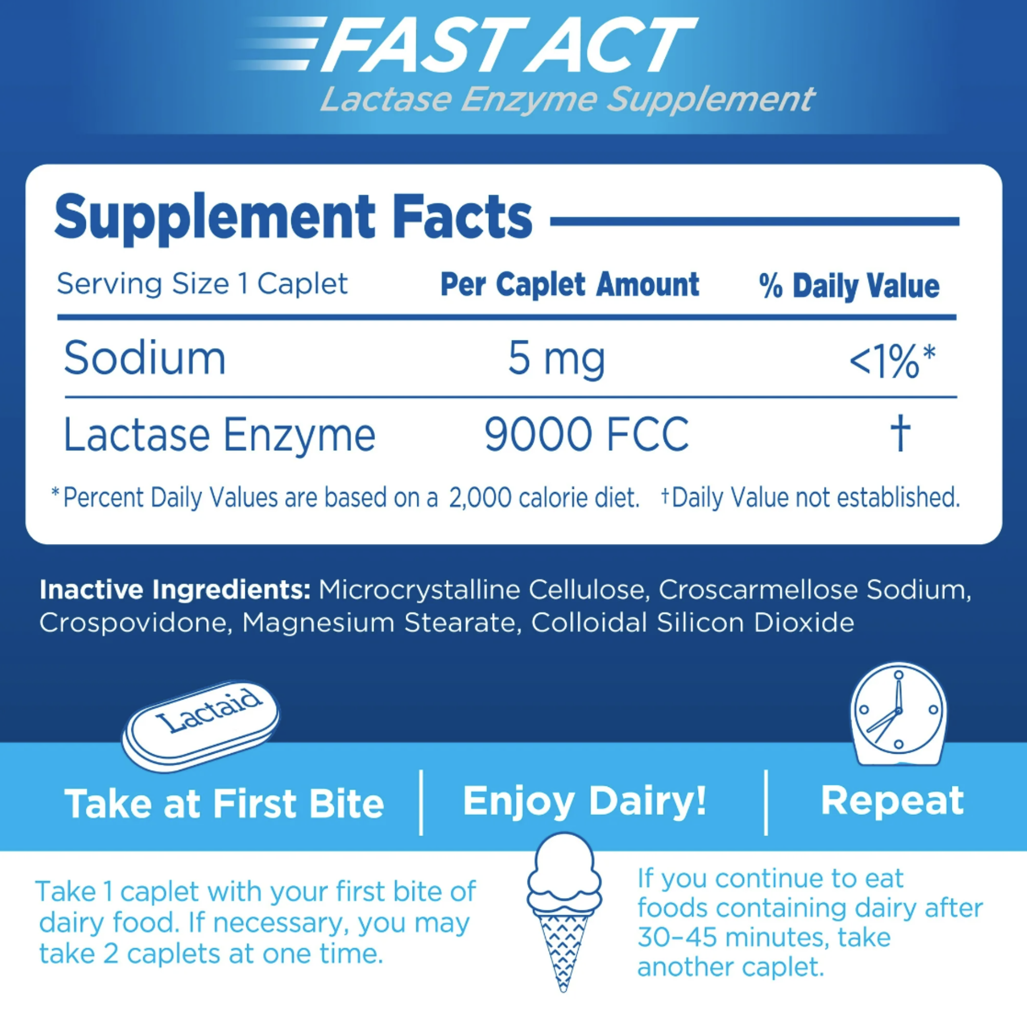 Lactaid Fast Act Lactose Intolerance Caplets, 60 Travel Packs of 1-ct