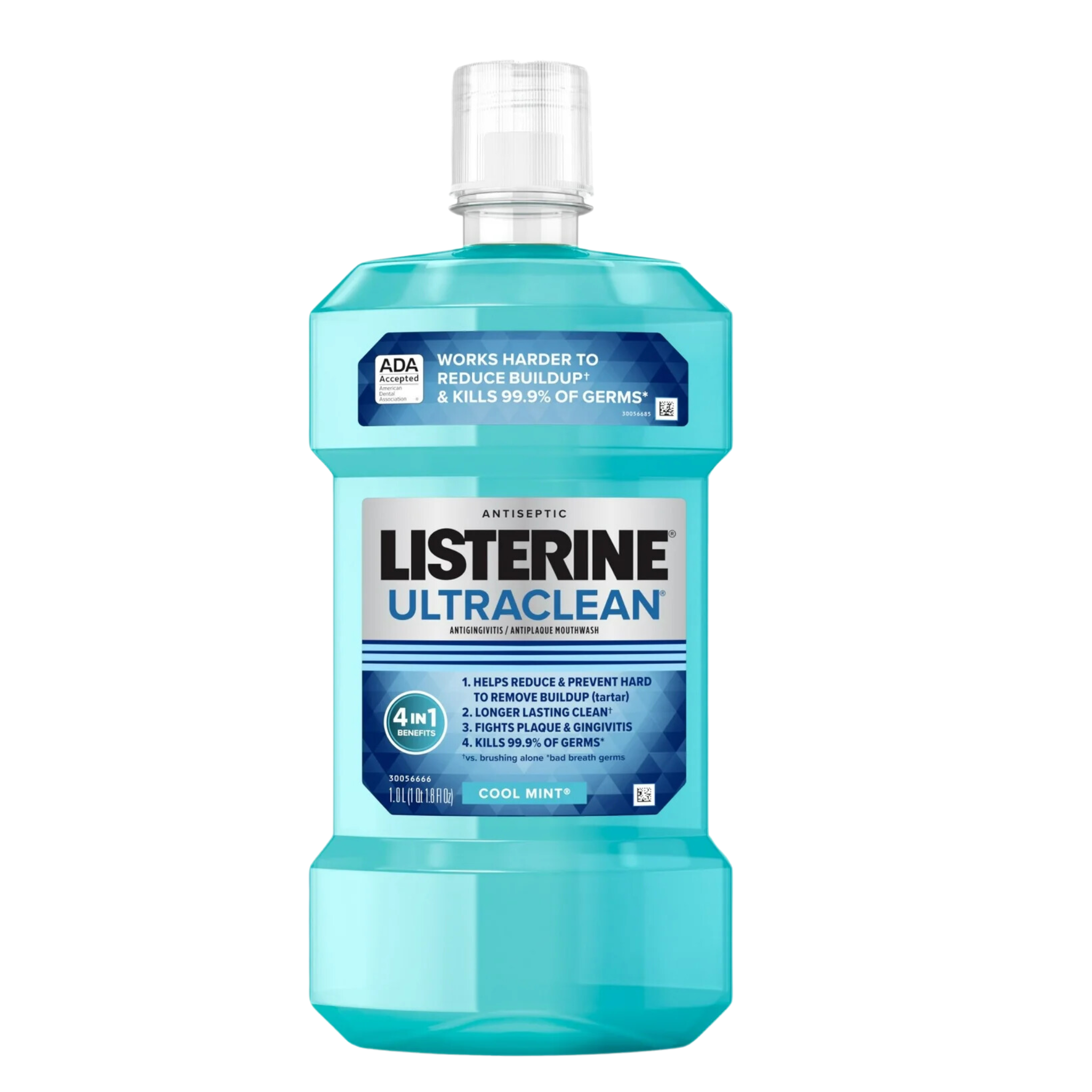 Listerine, Ultraclean Antiseptic Mouthwash, Oral Care for Gingivitis and Plaque, Cool Mint, 1 L