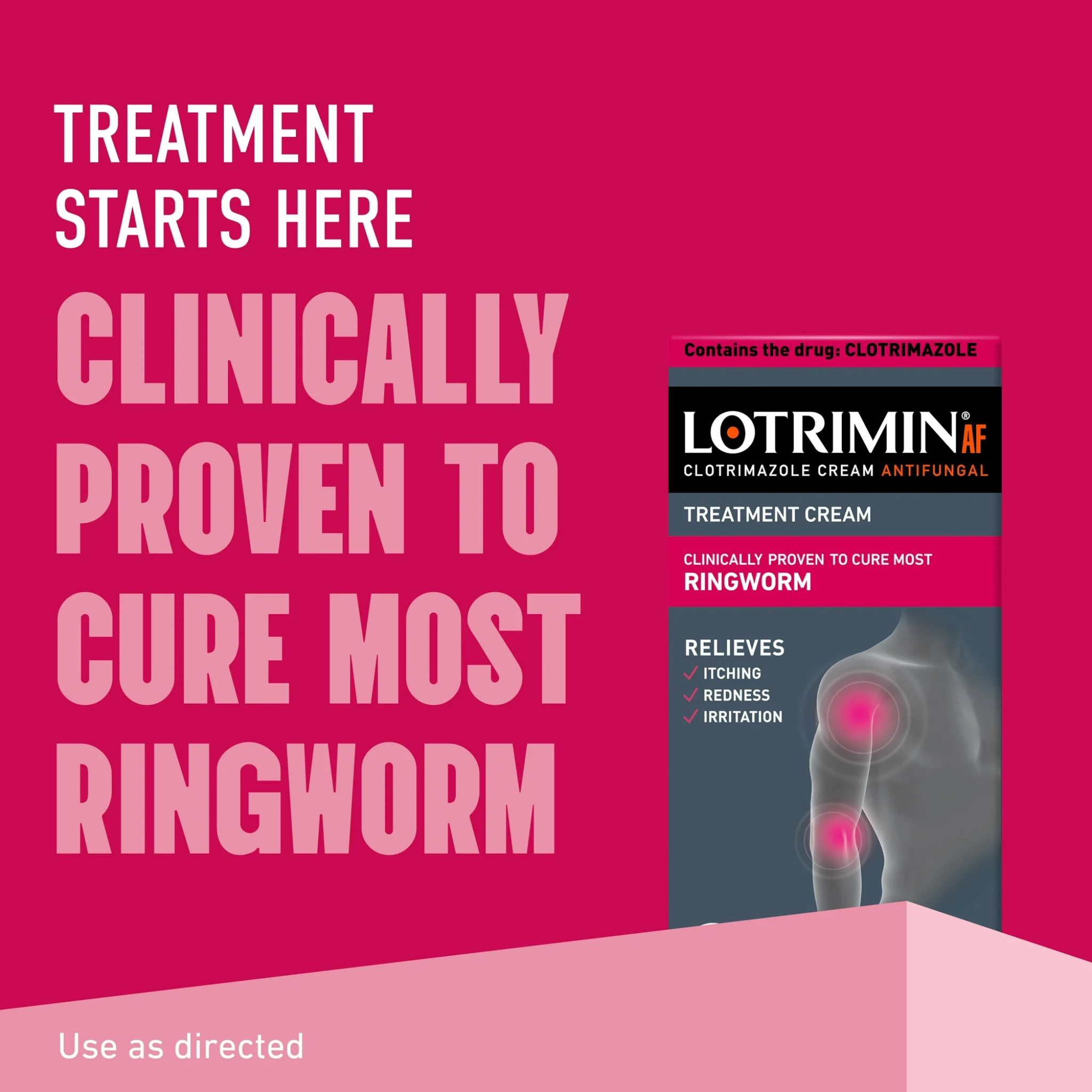 Lotrimin, AF Clotrimazole Ringworm Treatment, Soothing Antifungal Cream for Fast Relief, 12G Tube