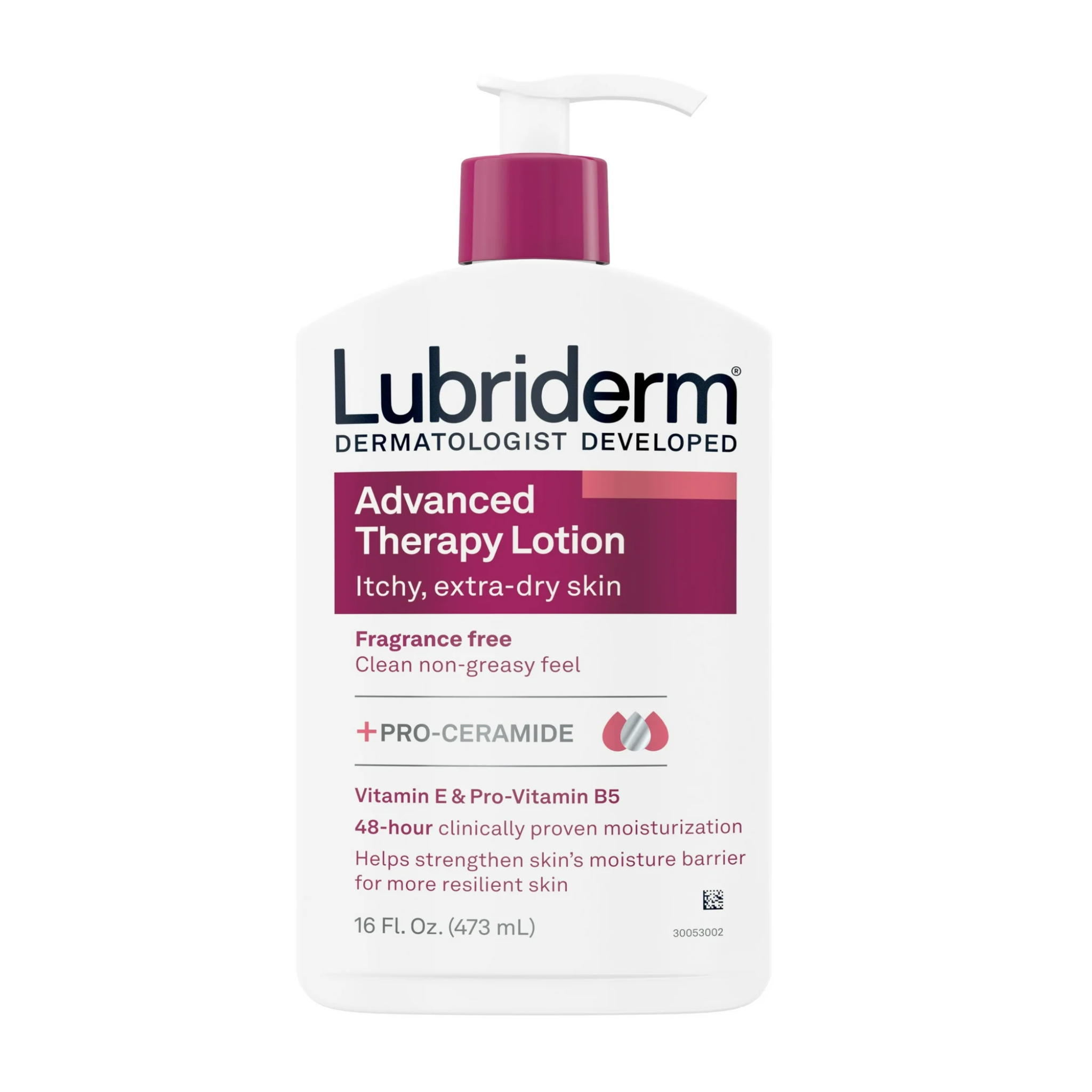 Lubriderm, Advanced Therapy Lotion, Fragrance-Free with Vitamin E for Dry Skin Relief, 16 fl oz Bottle