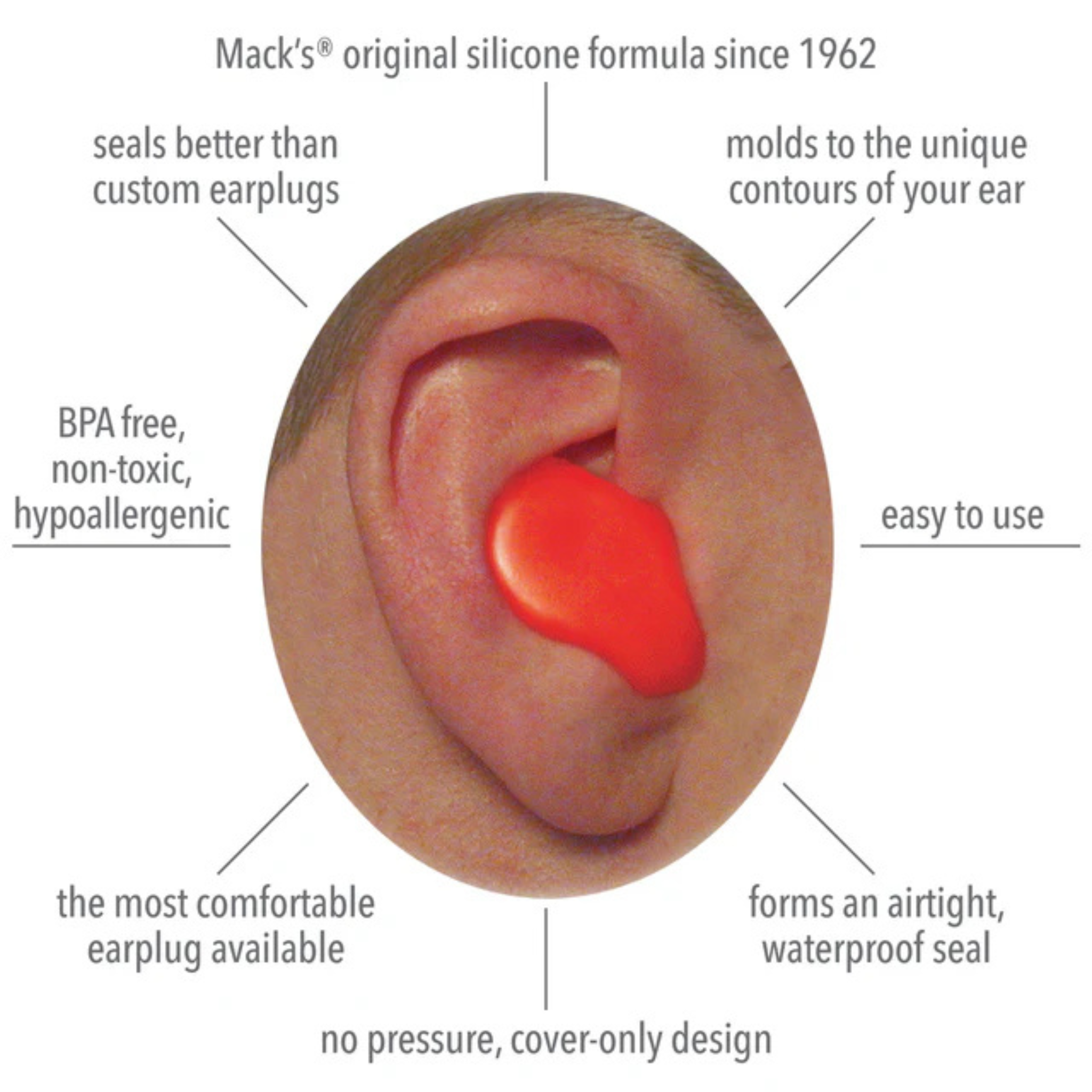 Macks Moldable Silicone Ear Plugs, Kids Size, 6 Pair 6 Count