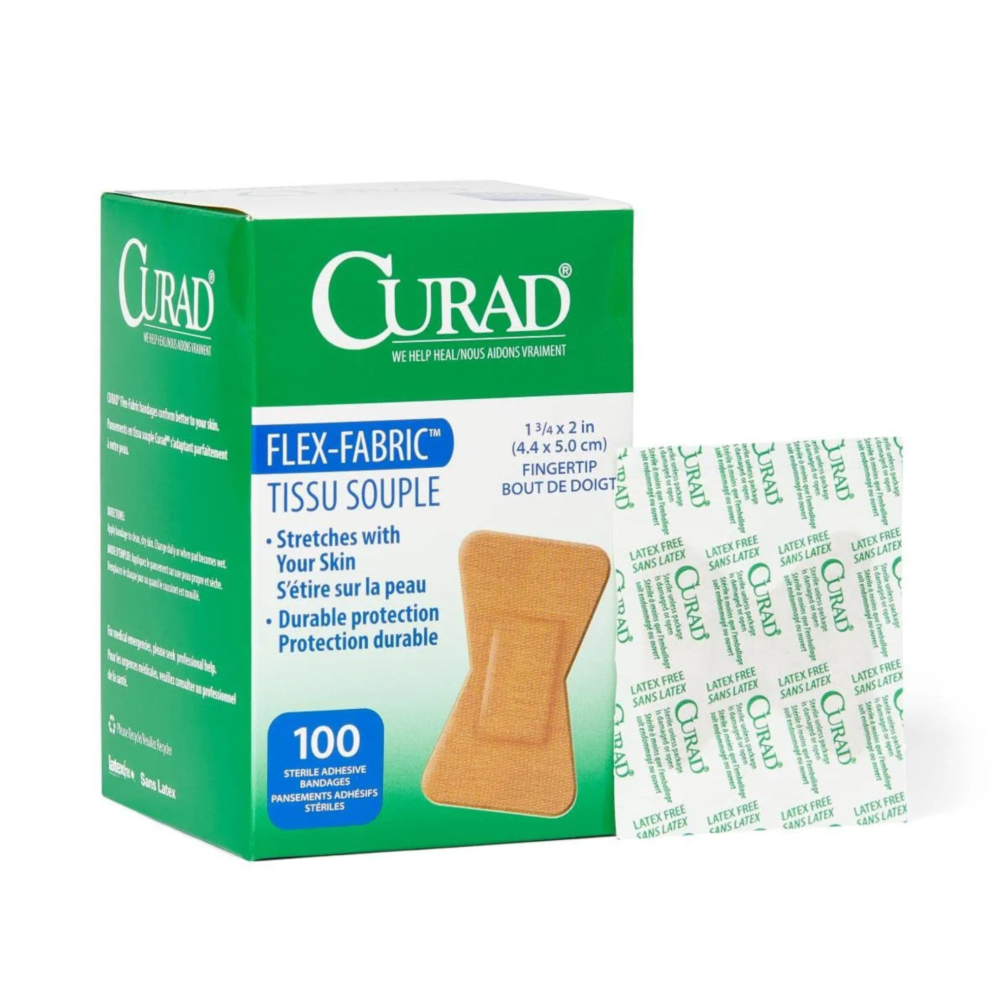 Medline NON25513 CURAD Flex-Fabric Adhesive Bandages 1 3/4 IN x 2 IN (Box of 100)