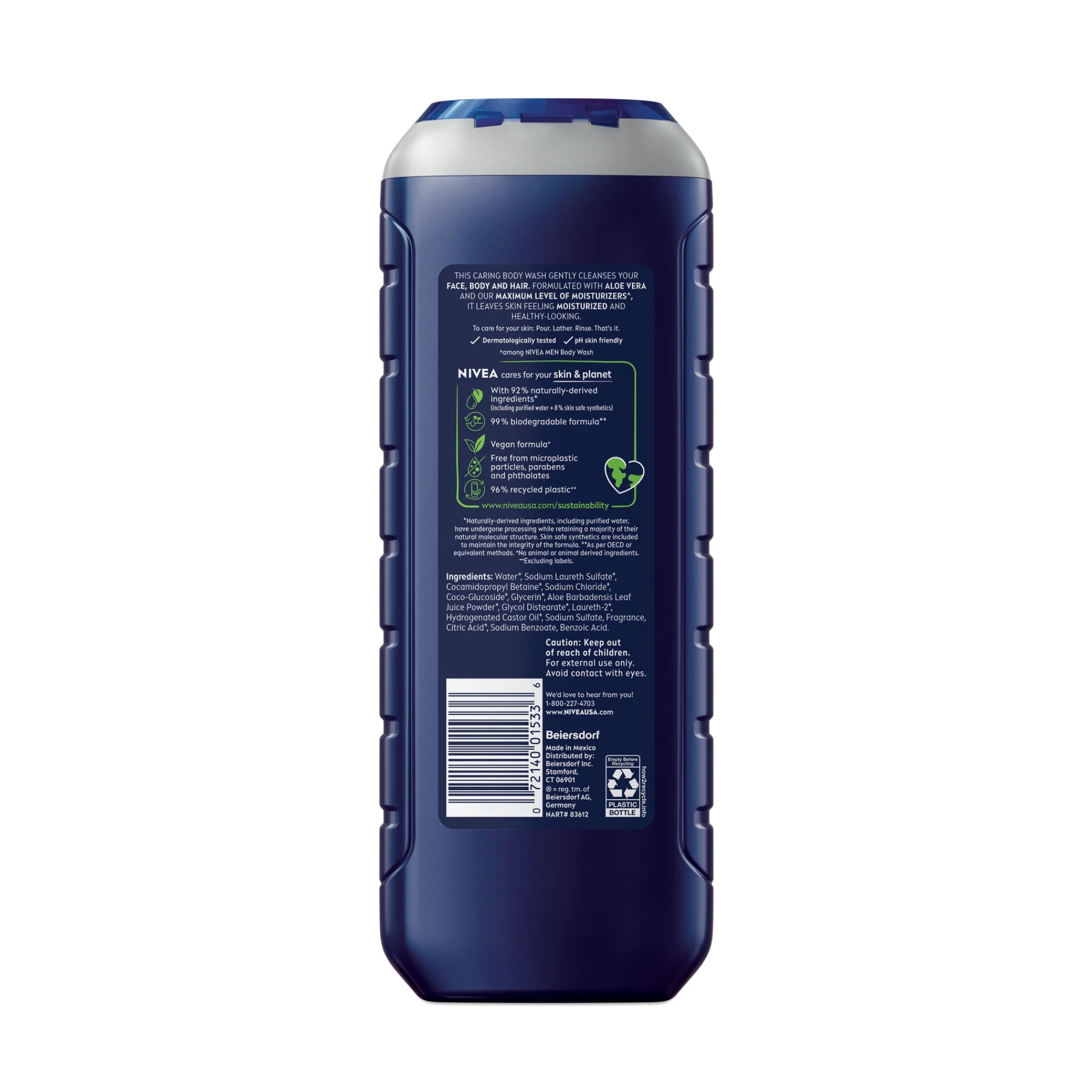 NIVEA MEN®, Maximum Hydration Body Wash, Aloe Vera Infused for Deep Moisture and Fresh Skin, 16.9 fl oz