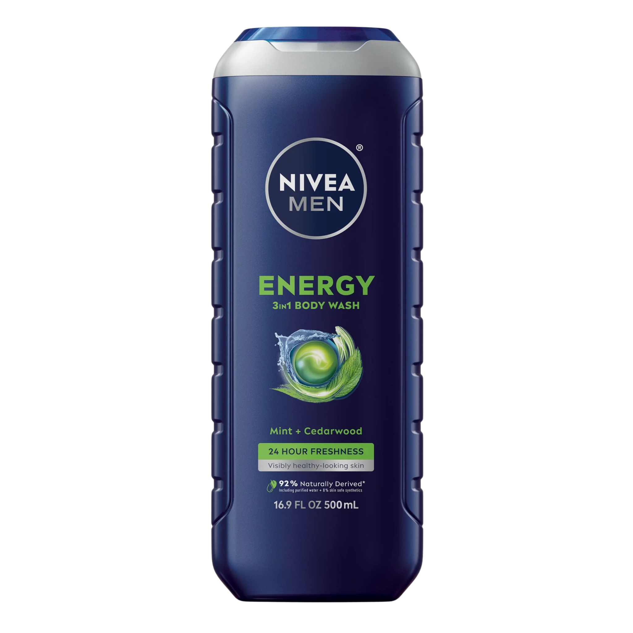 NIVEA MEN®, Energy Body Wash, Invigorating Mint Extract for Freshness and Clean Skin, 16.9 fl oz