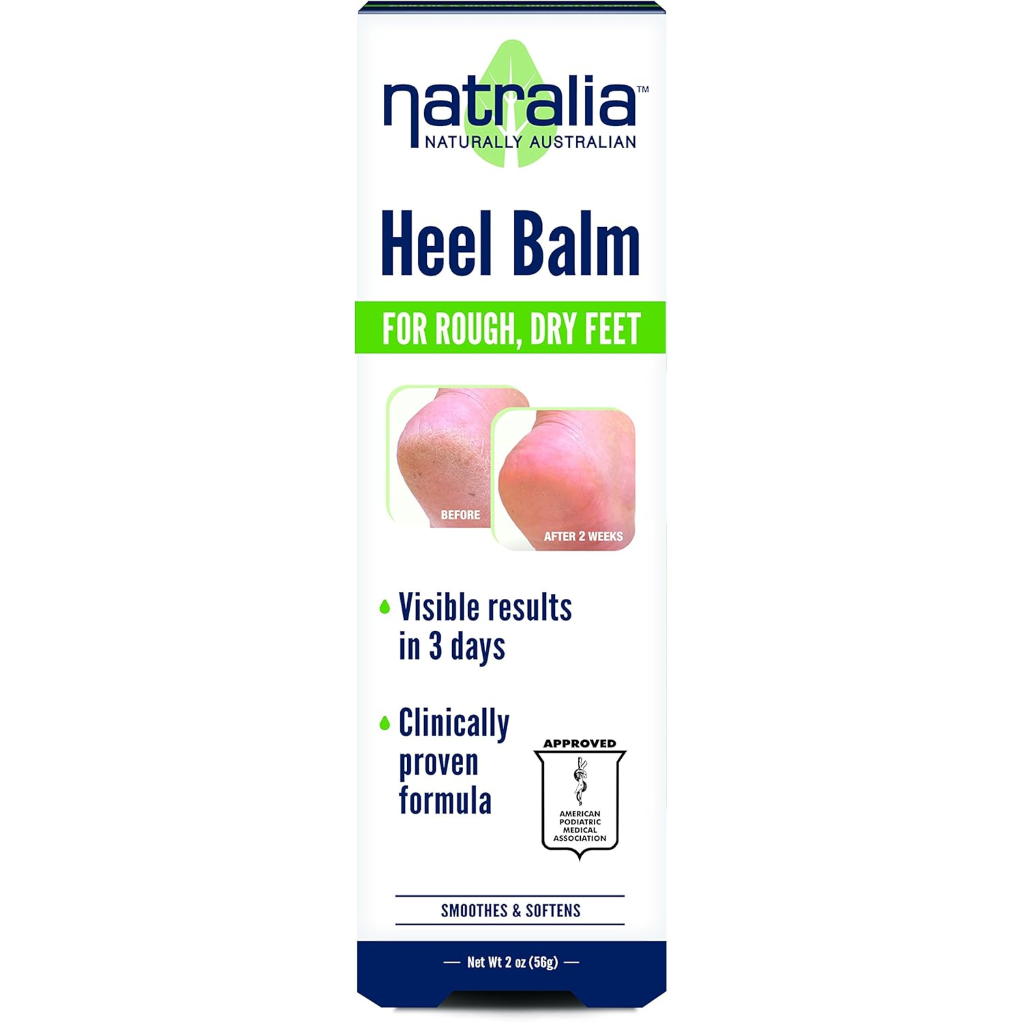 Natralia, Heel Balm, Intensive Hydrating Treatment for Dry, Cracked Heels, 2 Ounce Tube