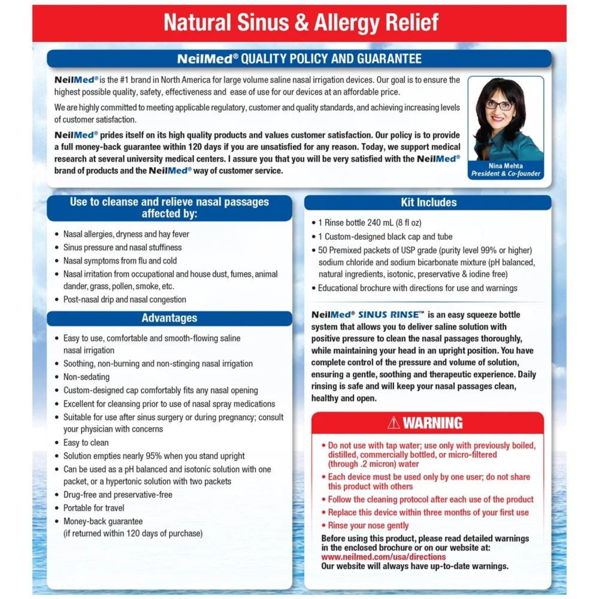 NeilMed Sinus Rinse - A Complete Sinus Nasal Rinse Kit, 50 count