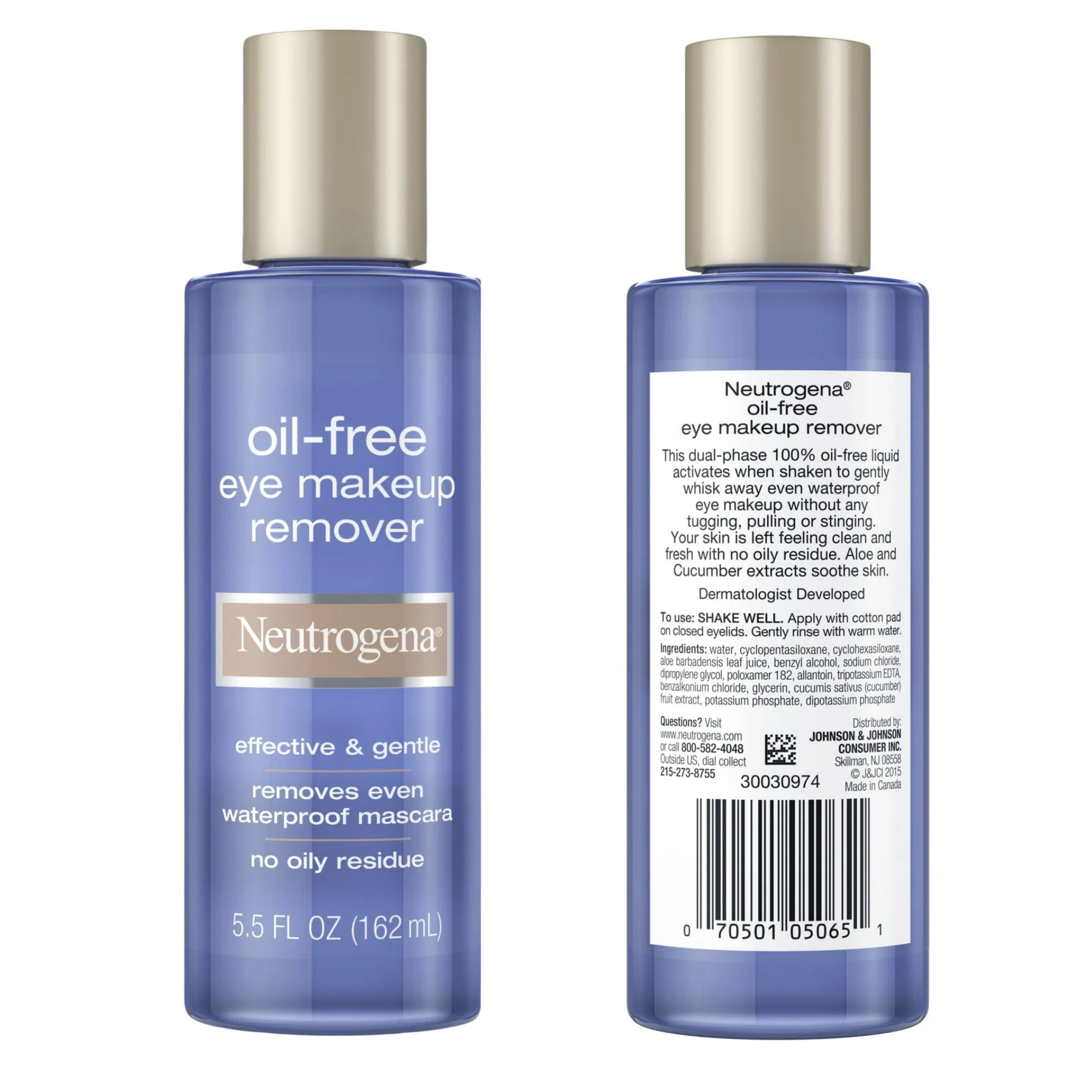 Neutrogena, Oil-Free Gentle Eye Makeup Remover, Removes Waterproof Makeup, 5.5 fl oz