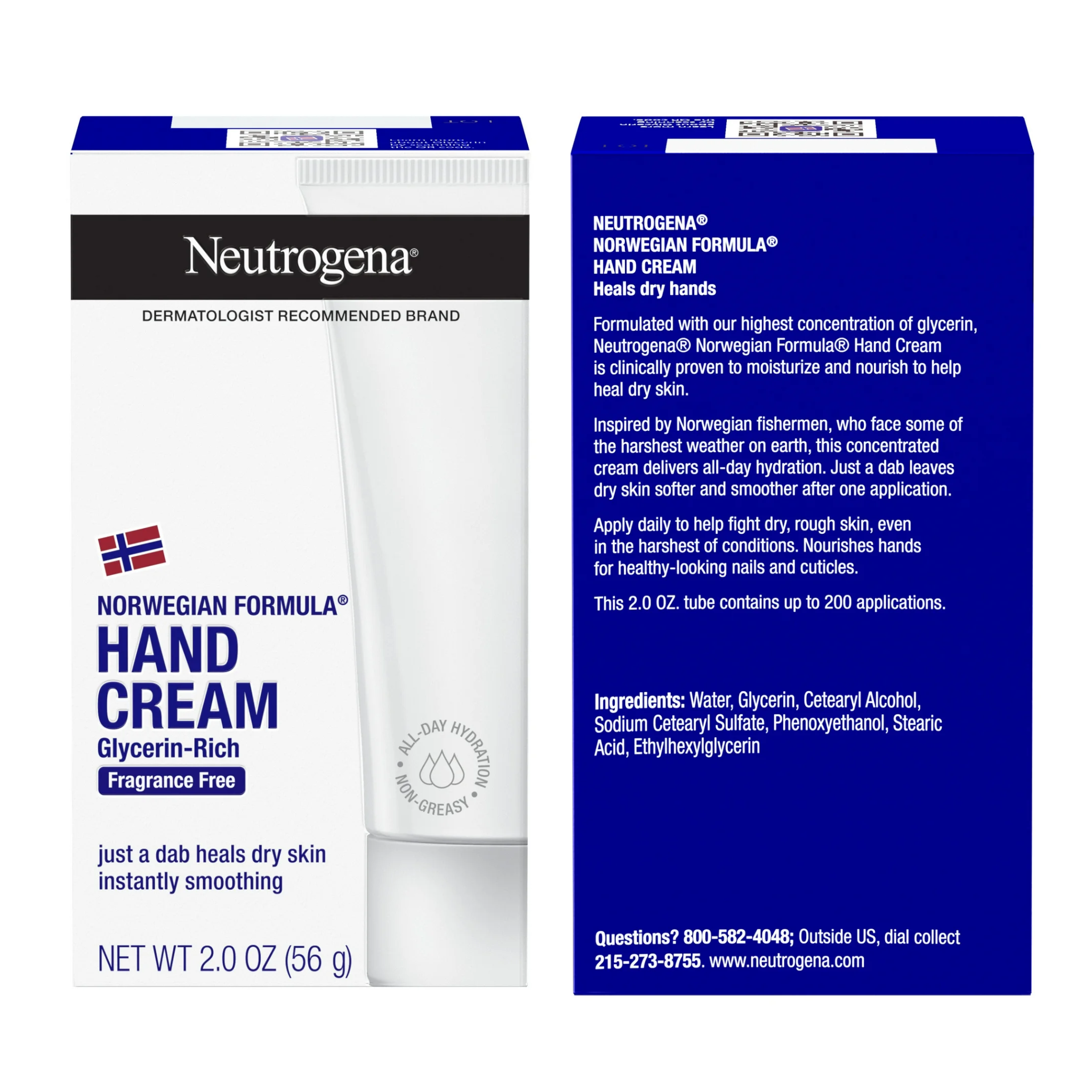 Neutrogena, Norwegian Formula Hand & Body Cream, Deep Moisture, Fragrance-Free, 2 oz