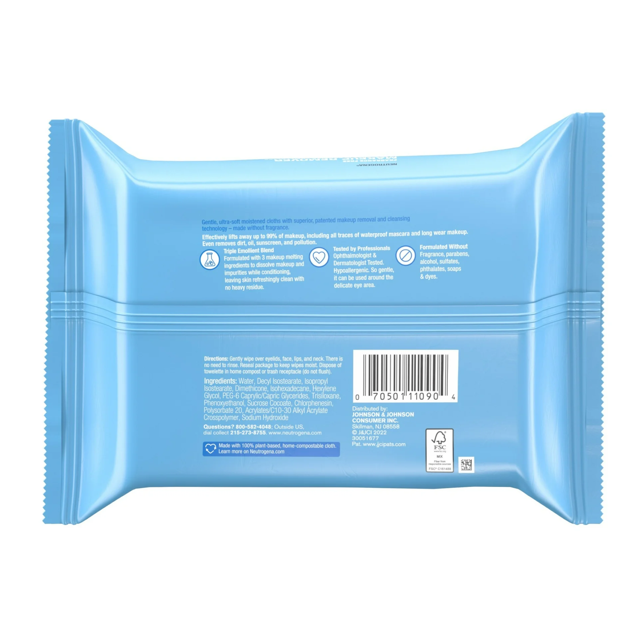 Neutrogena, Makeup Remover Wipes, Fragrance-Free Cleansing Wipes, 25 Count