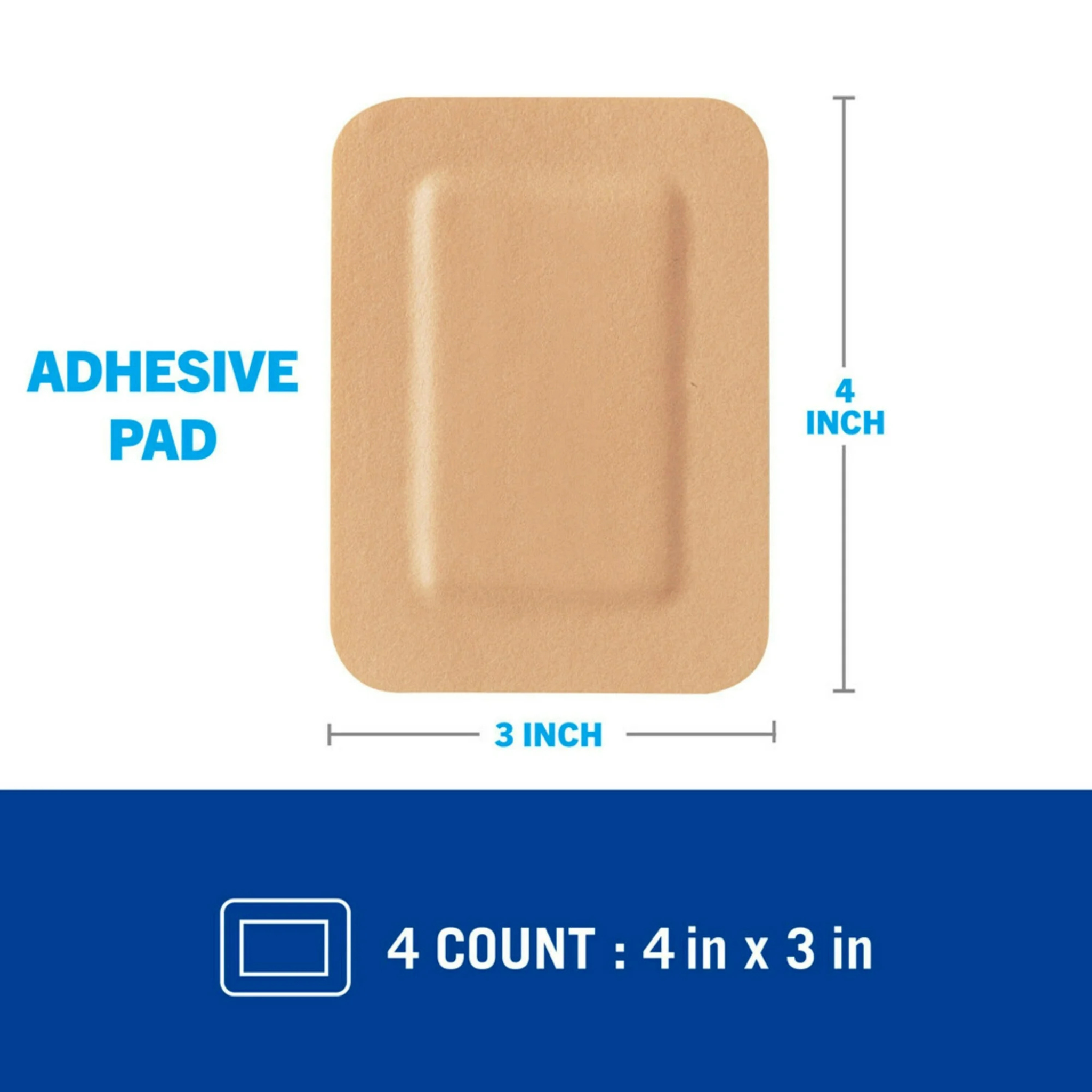 Nexcare Absolute Waterproof Adhesive Pad, 3 in x 4 in, 4 ct