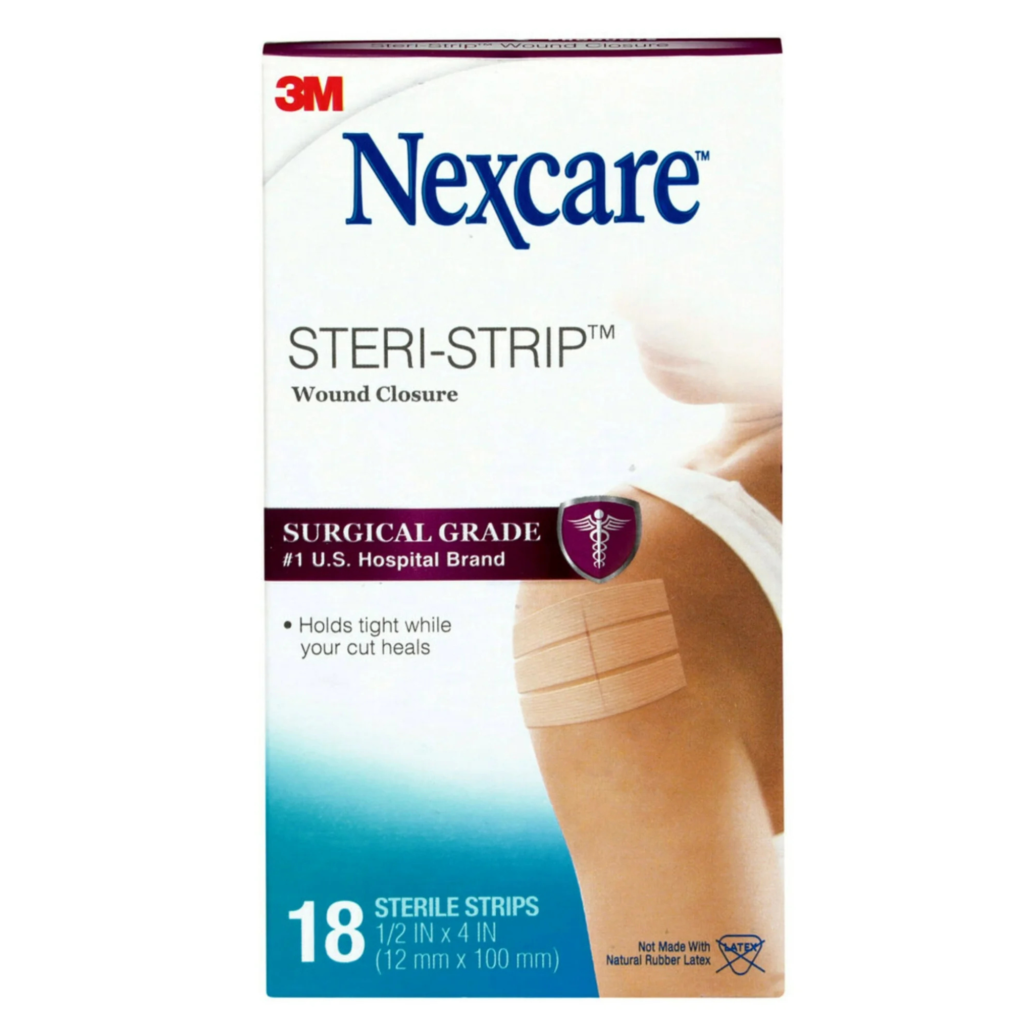 Nexcare Steri-Strip Skin Closure, Hypoallergenic Bandages, 1/2" x 4", 18 Count