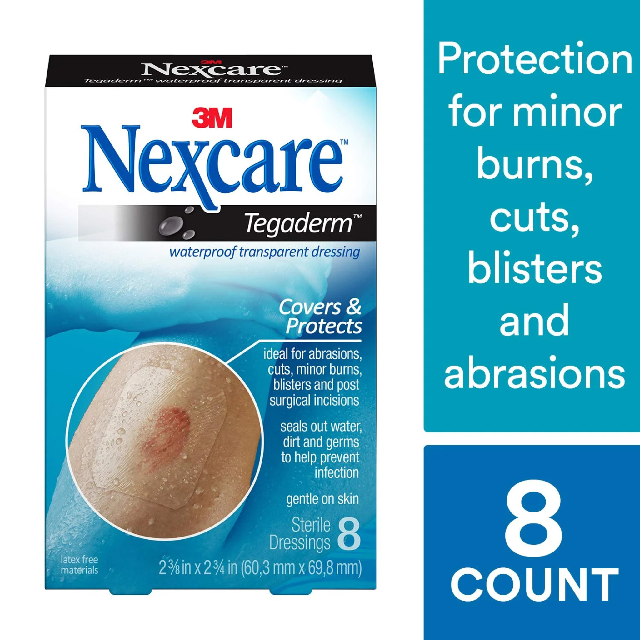 Nexcare Tegaderm Waterproof Transparent Dressing 3M H1624 2 3/8 in. x 2 3/4 in. Box of 8