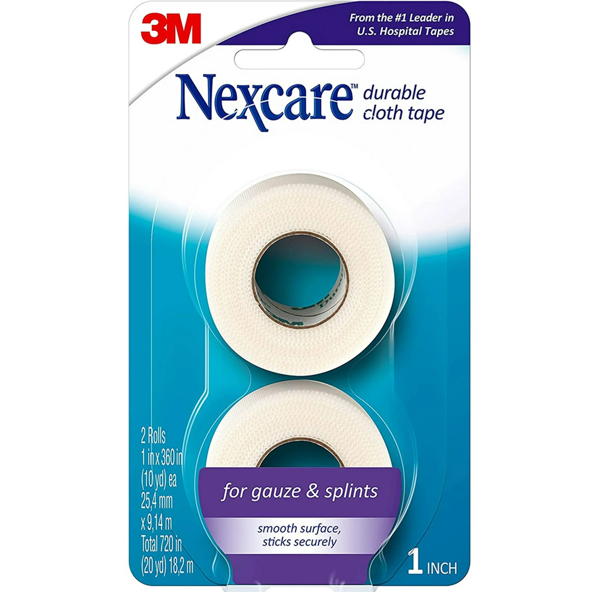 Nexcare, Durapore Durable Cloth Tape, Strong Adhesion for Medical Use, 1 Inch x 10 Yards, 2 Rolls