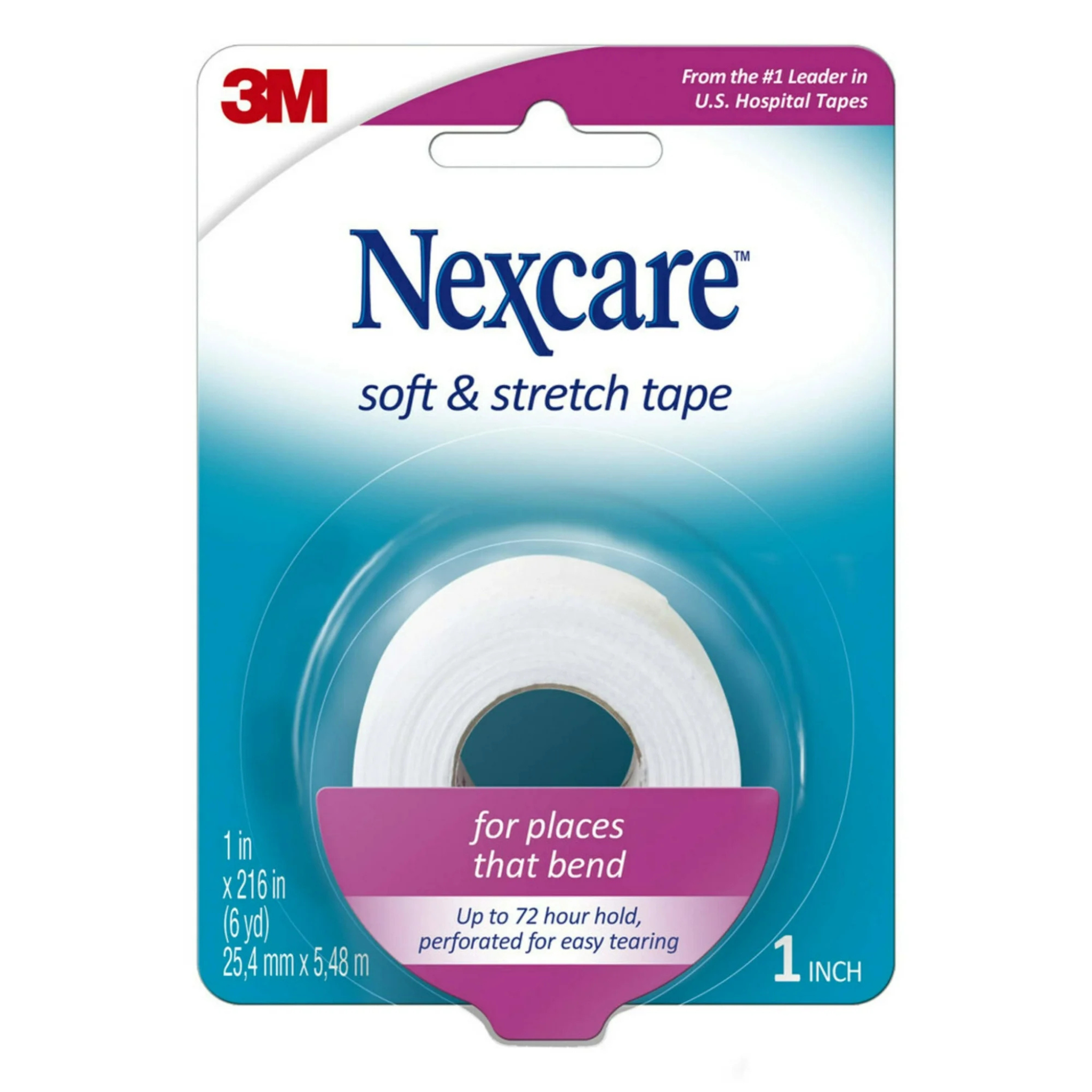 Nexcare, Soft & Stretch First Aid Tape, Flexible and Comfortable for Wound Protection, 1 in x 6 yds