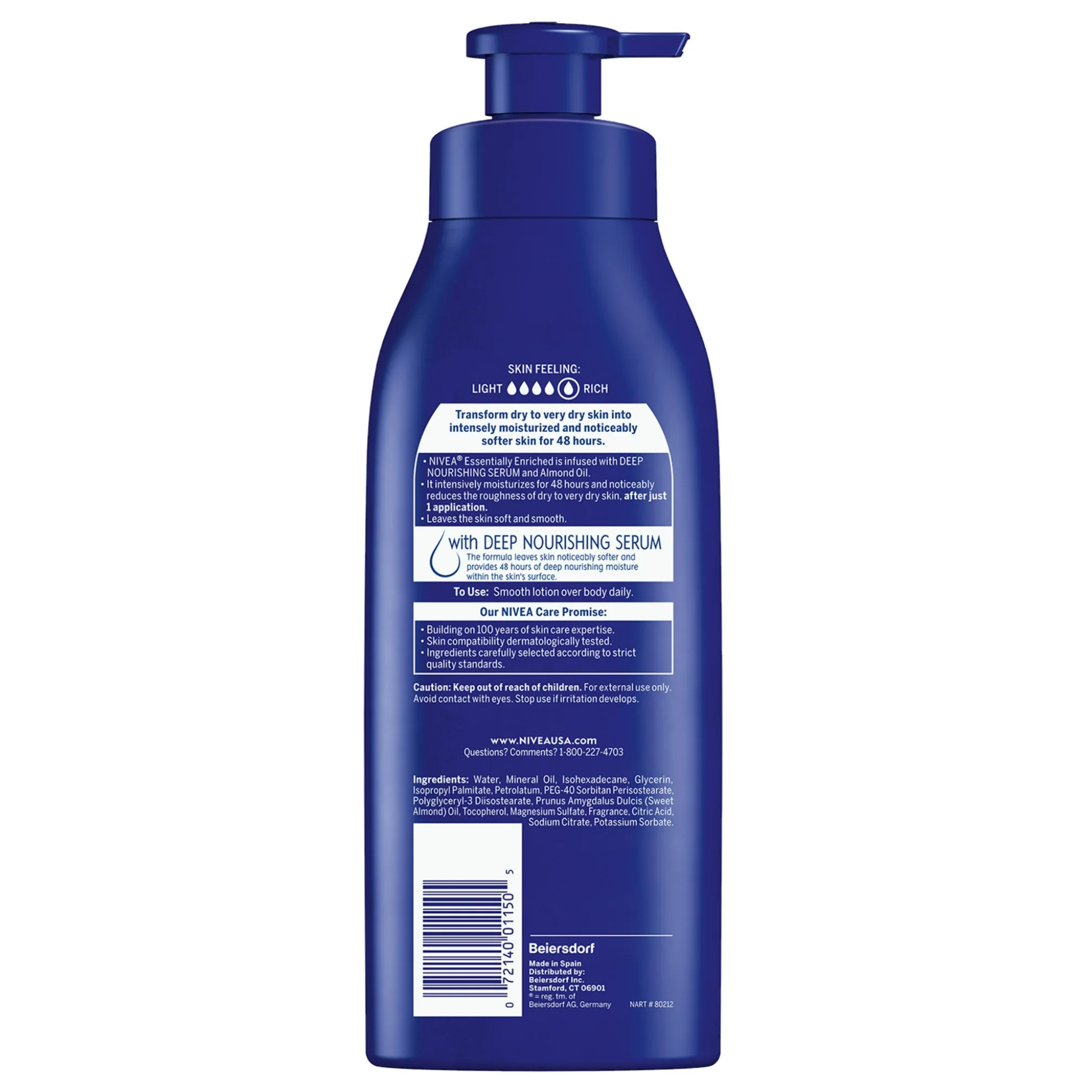 NIVEA, Essentially Enriched Body Lotion, Deep Nourishment for Dry Skin, 16.9 fl oz Pump Bottle