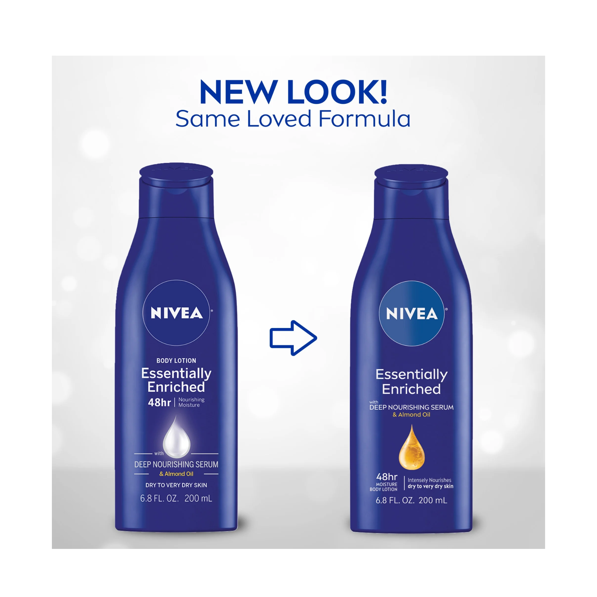 NIVEA, Essentially Enriched Body Lotion, for Dry Skin, 6.8 fl oz Bottle