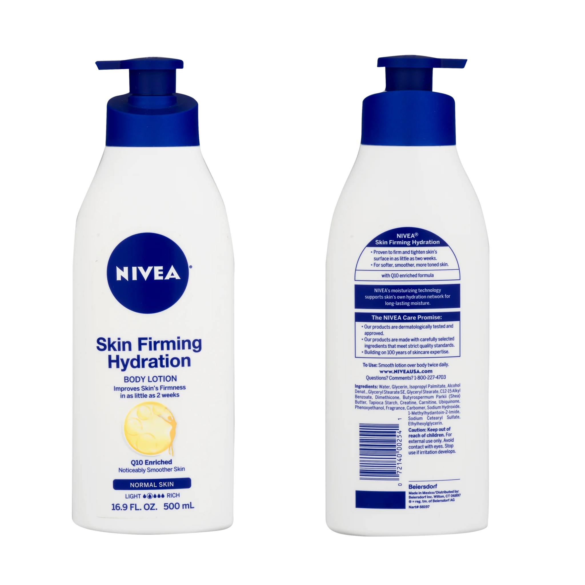 NIVEA, Skin Firming Hydration Body Lotion, with Q10 & Shea Butter, 16.9 fl oz Pump Bottle