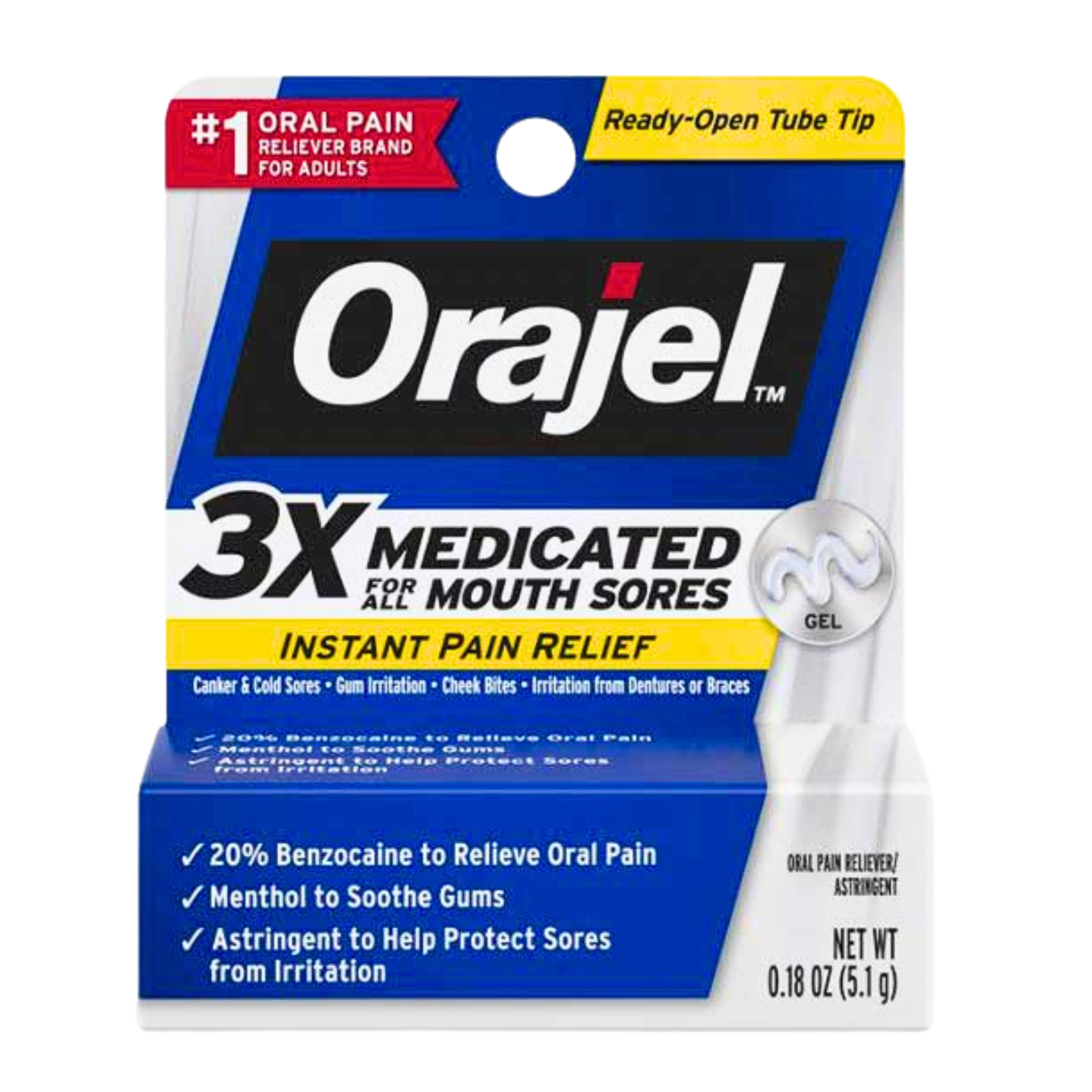 Orajel, Maximum Strength Instant Pain Relief, Fast-Acting Oral Pain Gel, 0.18 oz