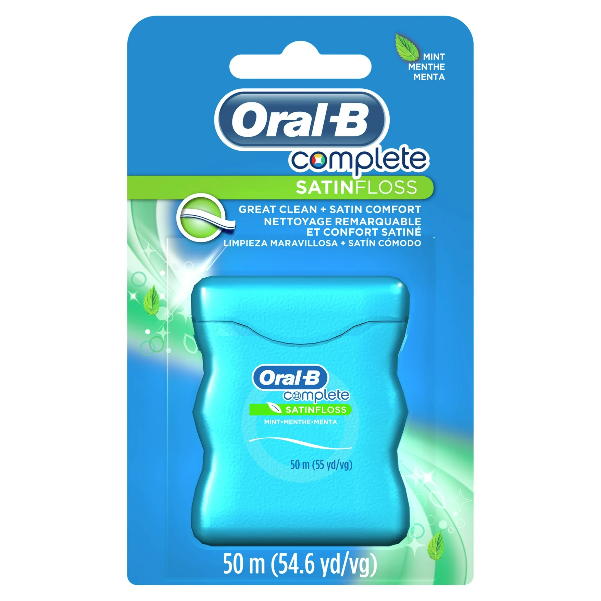 Oral-B, Complete SatinFloss Dental Floss, Mint Flavor for Smooth and Comfortable Cleaning, 50 m