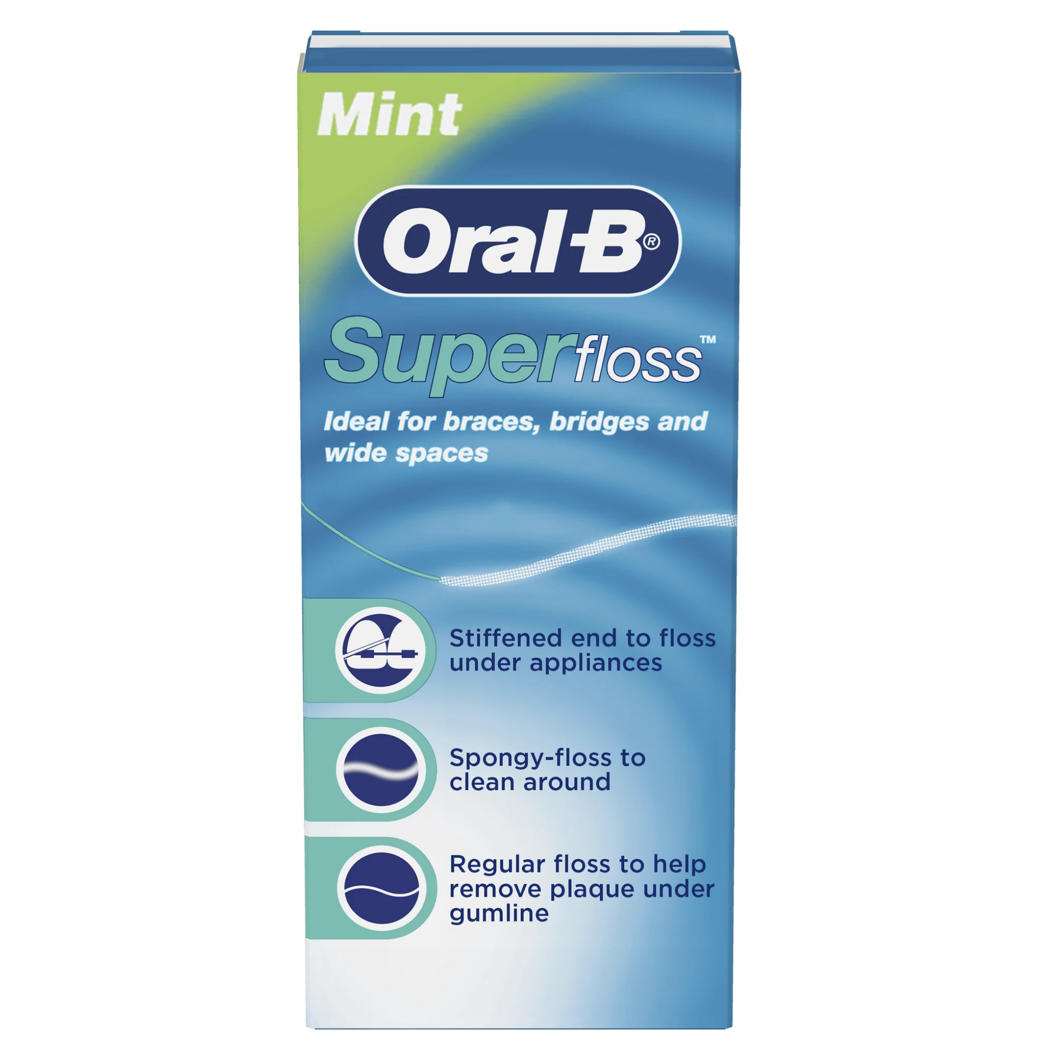 Oral-B, Super Floss Pre-Cut Strands, Mint Flavor for Effective Cleaning Around Braces, 50 Count