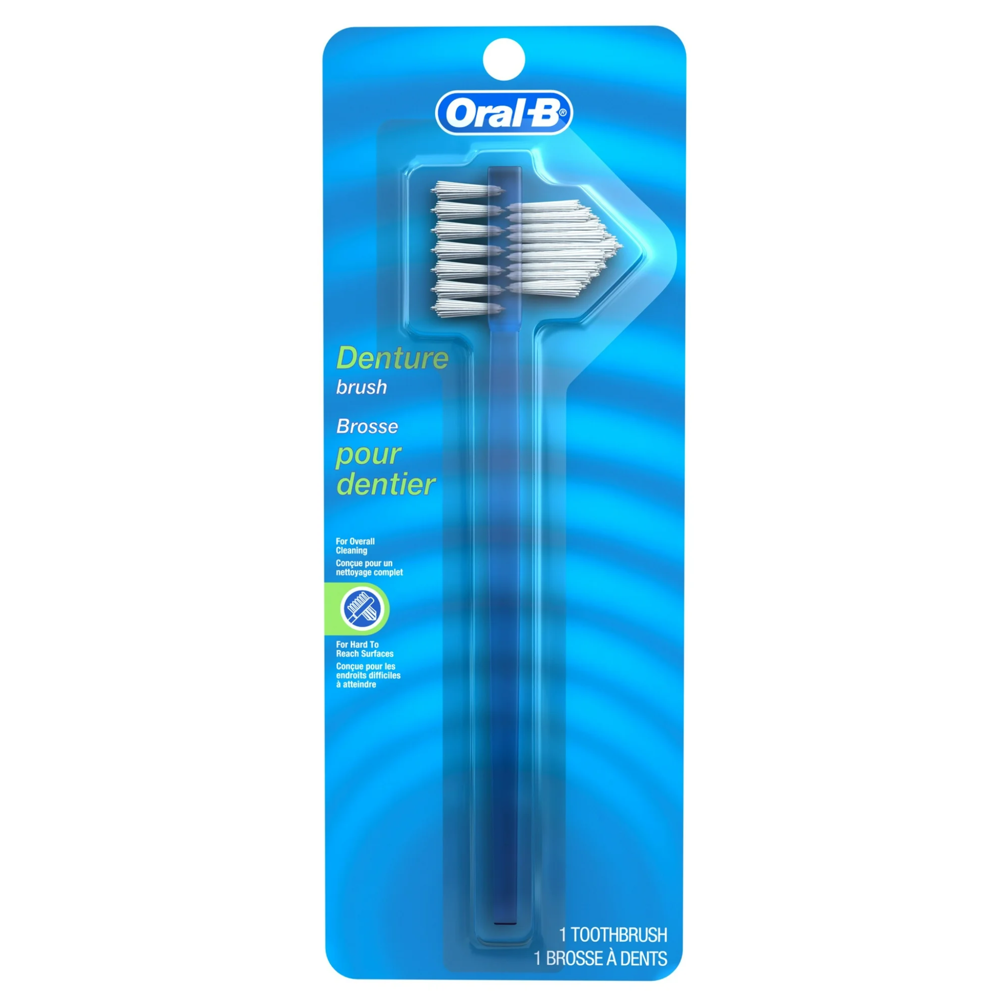 Oral-B, Denture Toothbrush, Dual Action Bristles for Effective Cleaning, 1 Count