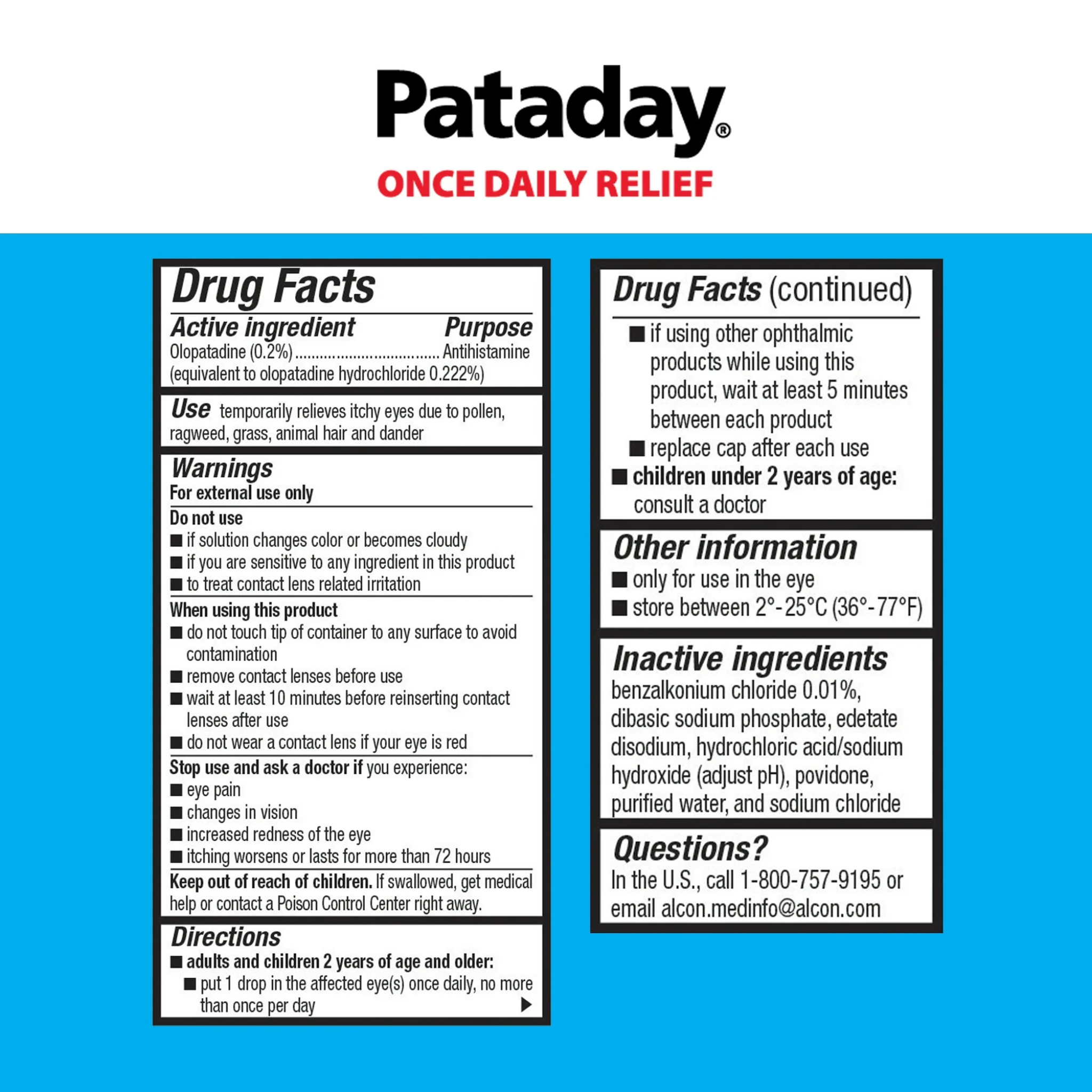 Pataday Once Daily Eye Allergy Itch Relief Eye Drops, 2.5 ml