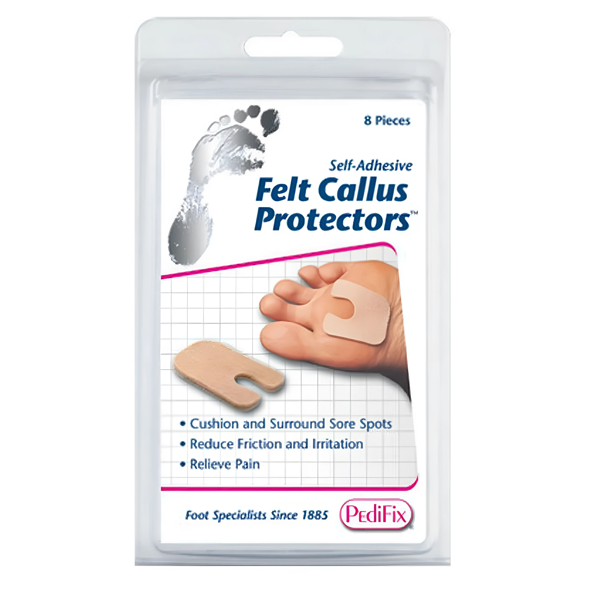 PediFix, Felt Callus Protectors, Cushioned and Durable Foot Care Pads for Pressure Relief, 8 Pack