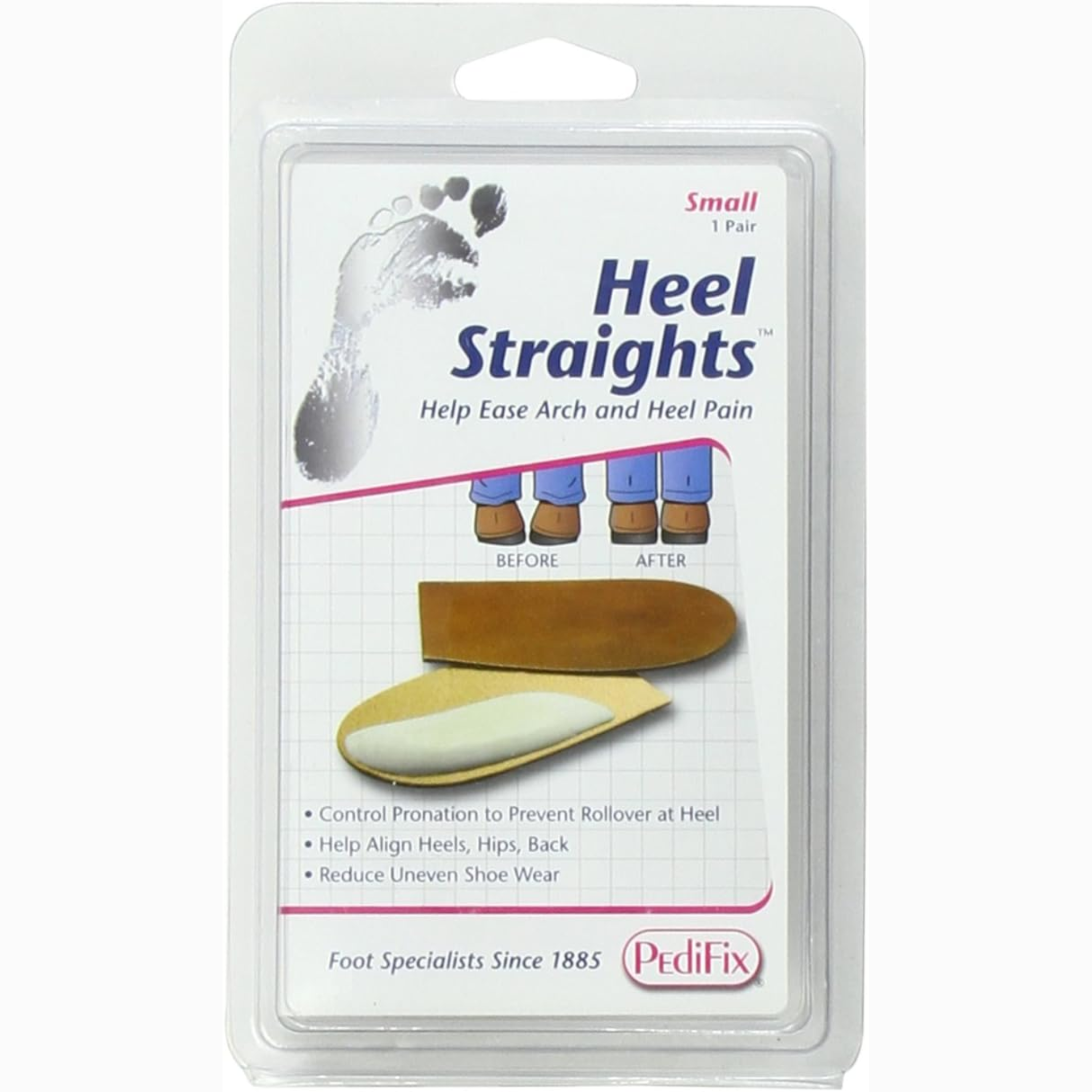 PediFix, Heel Straights, Comfortable Foot Alignment and Support, Small, 1 Pair per Pack